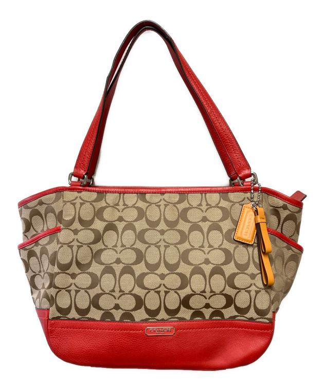 中古・古着通販】COACH (コーチ) トートバッグ ブラウン×オレンジ