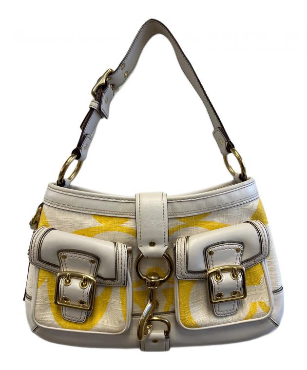 中古・古着通販】COACH (コーチ) ハンドバッグ ホワイト×イエロー