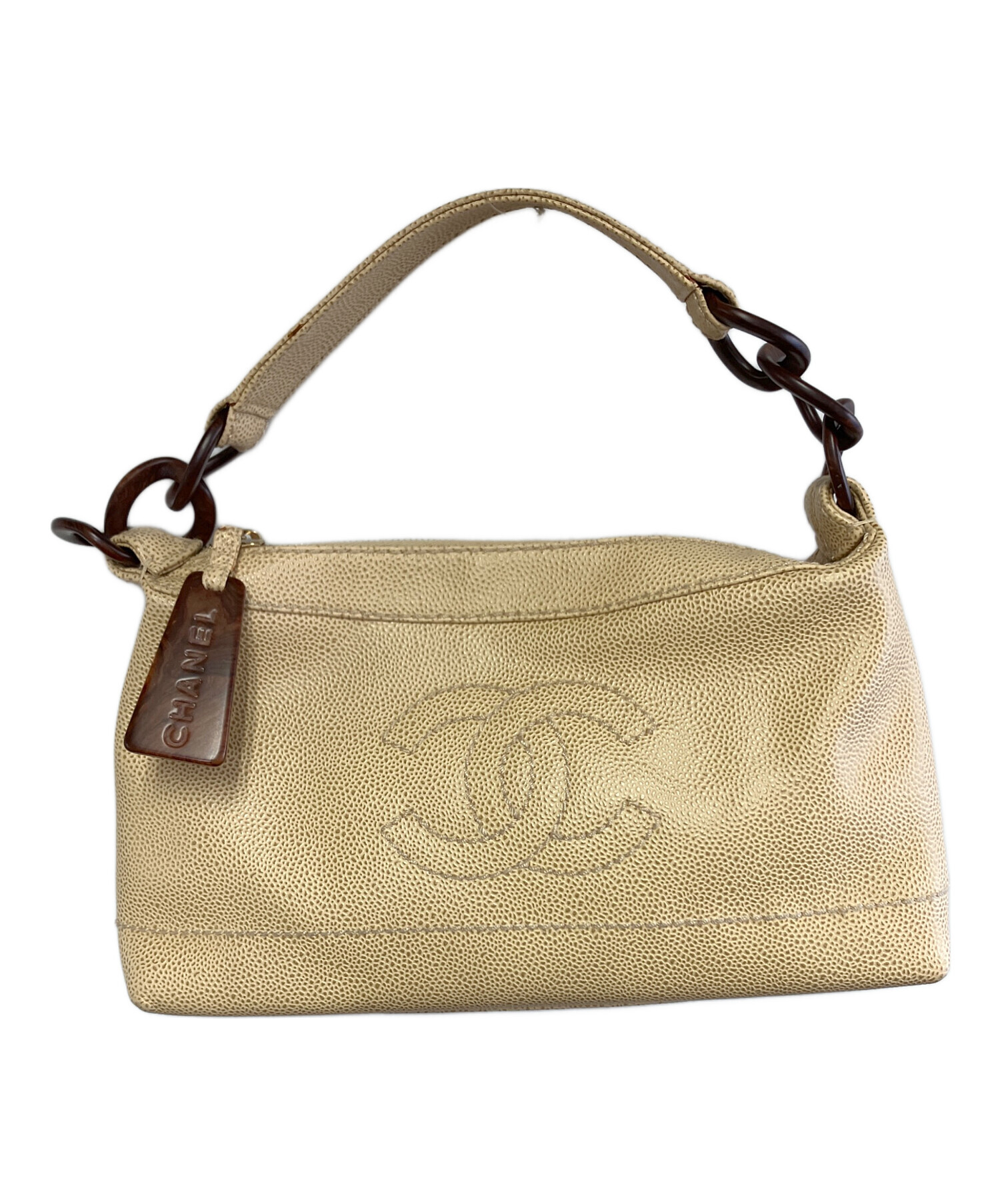 中古・古着通販】CHANEL (シャネル) ワンショルダーバッグ ベージュ 