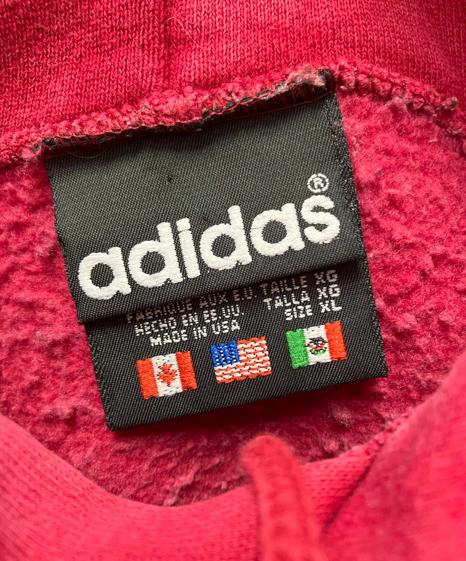 中古・古着通販】adidas (アディダス) パーカー レッド サイズ:XL