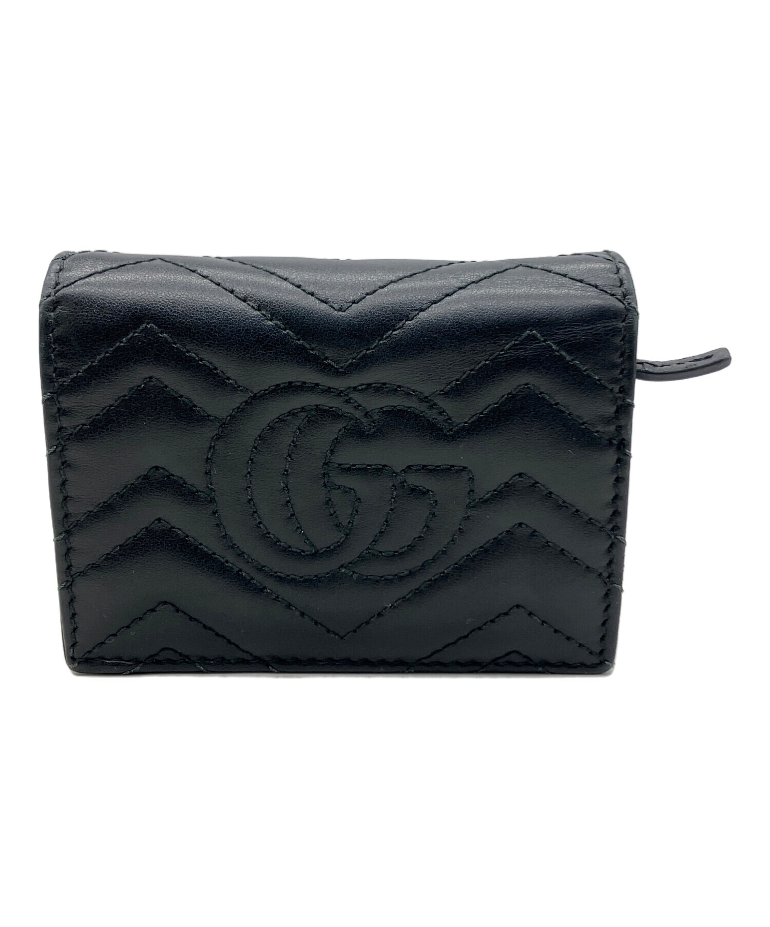 現行 美品✨gucci ロゴ 二つ折り ウォレット 折り財布 レザー 黒 直送のみ GUCCI 二つ折り財布 黒 【公式通販】