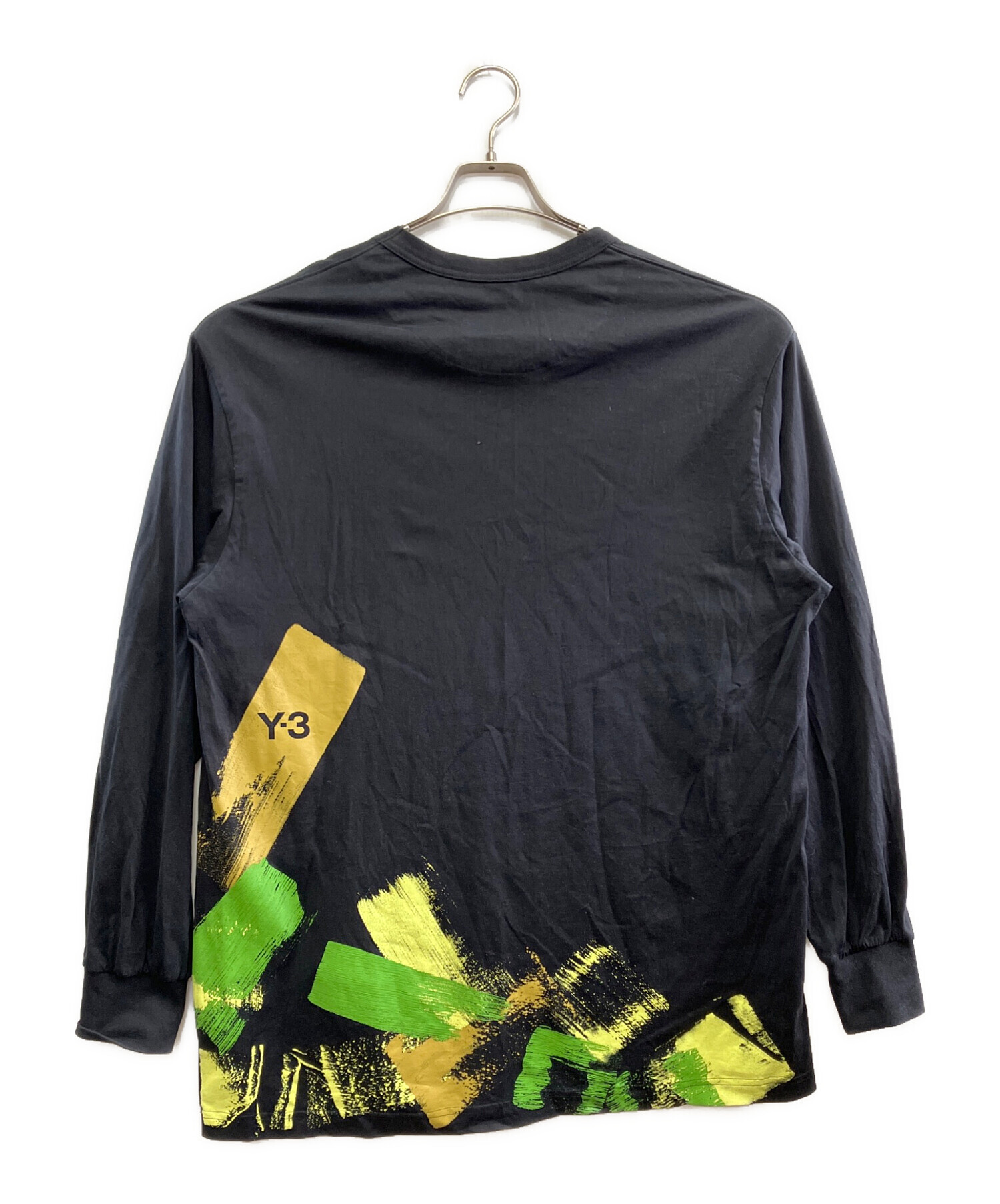 中古・古着通販】Y-3 (ワイスリー) 長袖カットソー ブラック×グリーン 