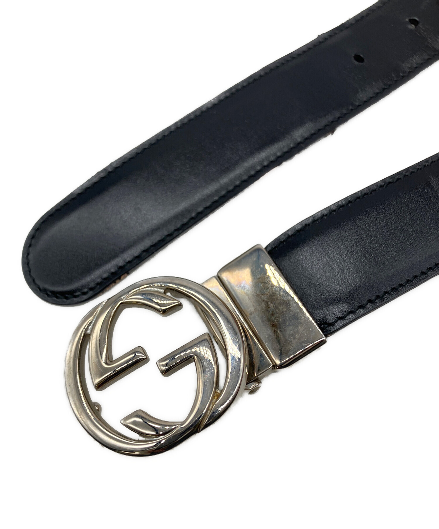 GUCCI インターロッキングベルト 中古・古着通販】GUCCI (グッチ) インターロッキングレザーベルト