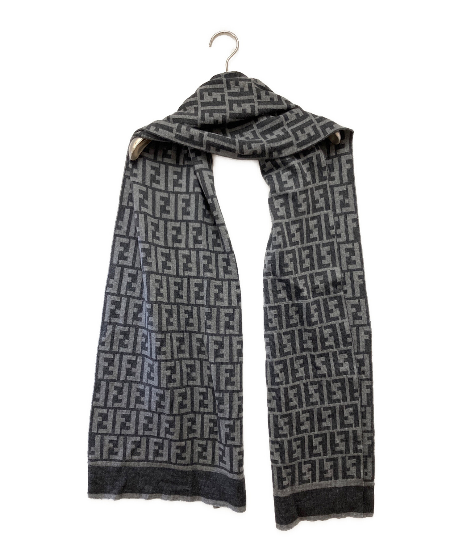 中古・古着通販】FENDI (フェンディ) マフラー ブラック×グレー サイズ