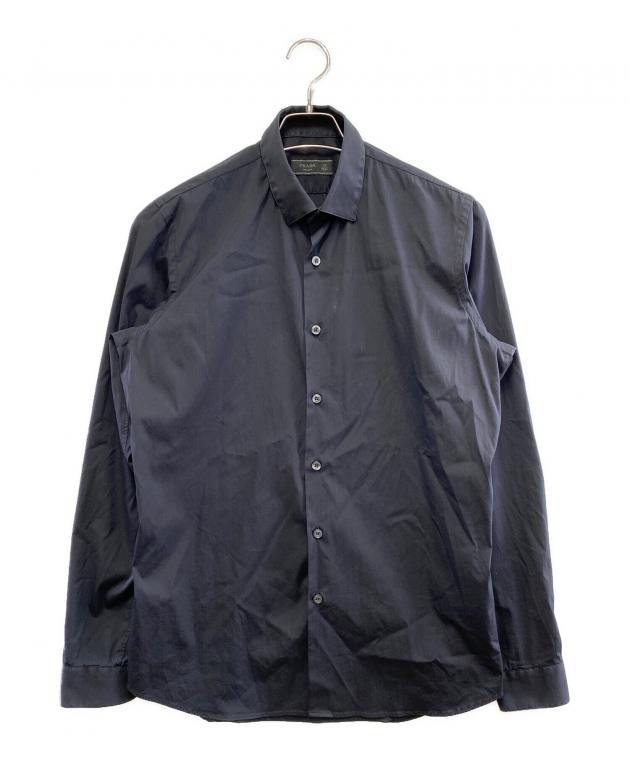 古着 PRADA プラダ イタリア製 長袖 コットンシャツ 39 ネイビー メンズ 中古・古着通販】PRADA (プラダ) 長袖シャツ ネイビー サイズ:39 15 1