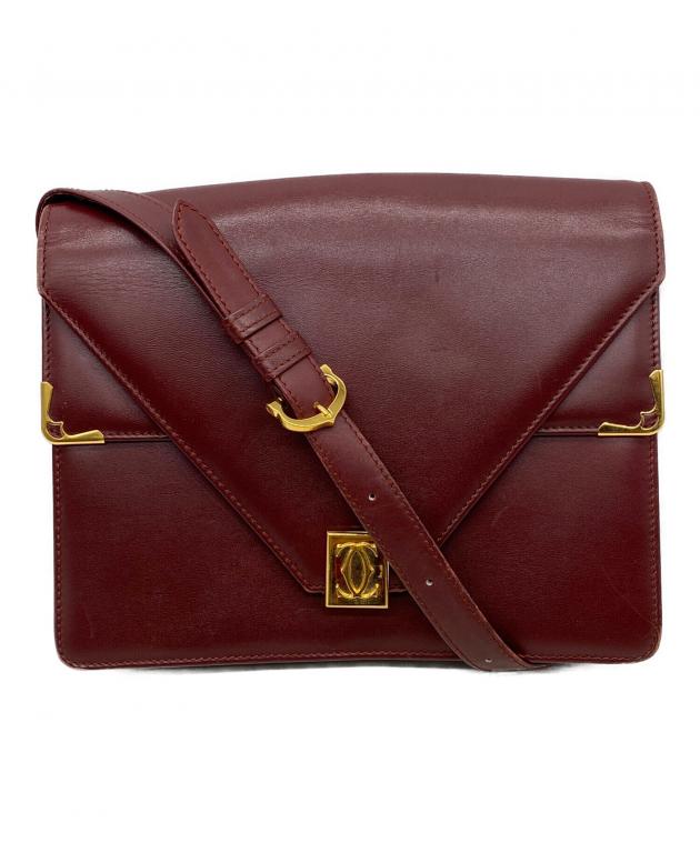 カルティエ　レザーショルダーバッグ　ワインレッド 中古・古着通販】must de cartier (マストドゥカルティエ) レザー