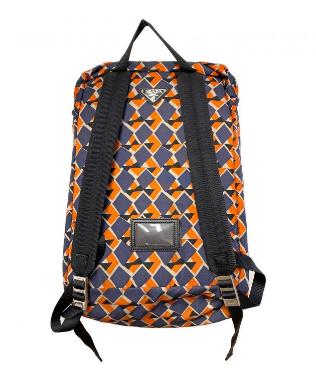 中古・古着通販】PRADA (プラダ) ナイロンリュック オレンジ×ネイビー