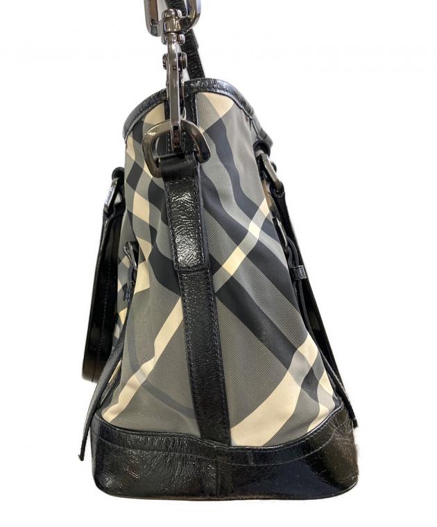 中古・古着通販】BURBERRY (バーバリー) ハンドバッグ ブラック×グレー
