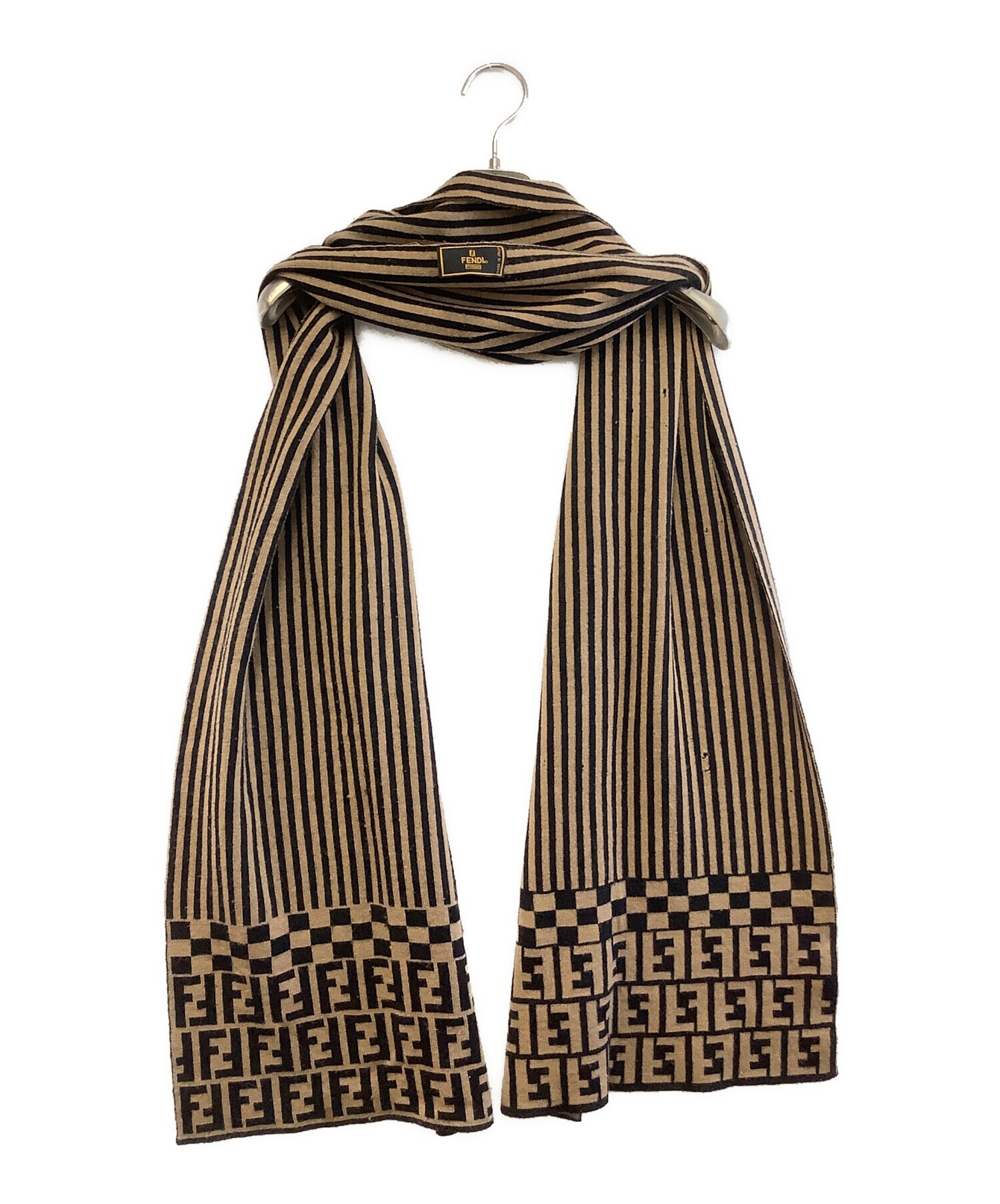 FENDI／フェンディ／マフラー／ベージュ 中古・古着通販】FENDI (フェンディ) マフラー ベージュ×ブラック