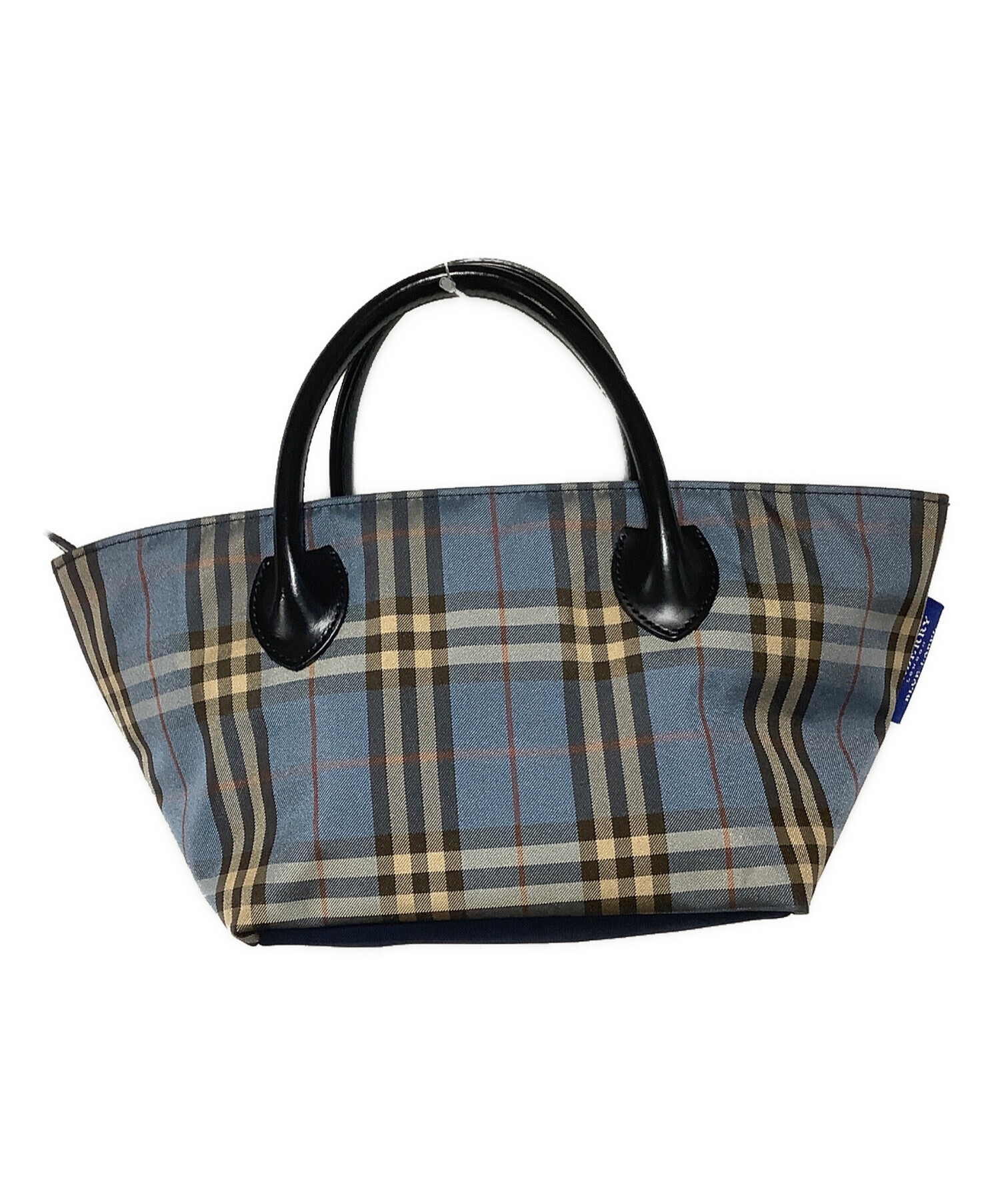 美品 バーバリー チェック バック ミニ トート Burberry ブルー 舟形 中古・古着通販】BURBERRY BLUE LABEL (バーバリー ブルー レーベル