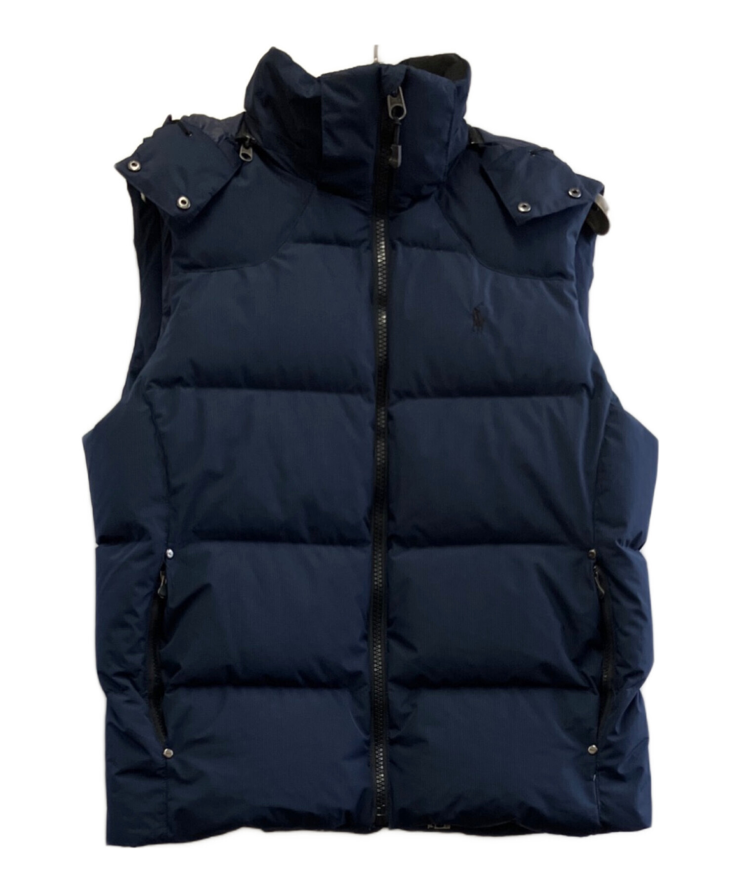 ポロラルフローレンネイビー ダウンベスト フード付き　メンズMサイズ 中古・古着通販】POLO RALPH LAUREN (ポロ・ラルフローレン) ダウン
