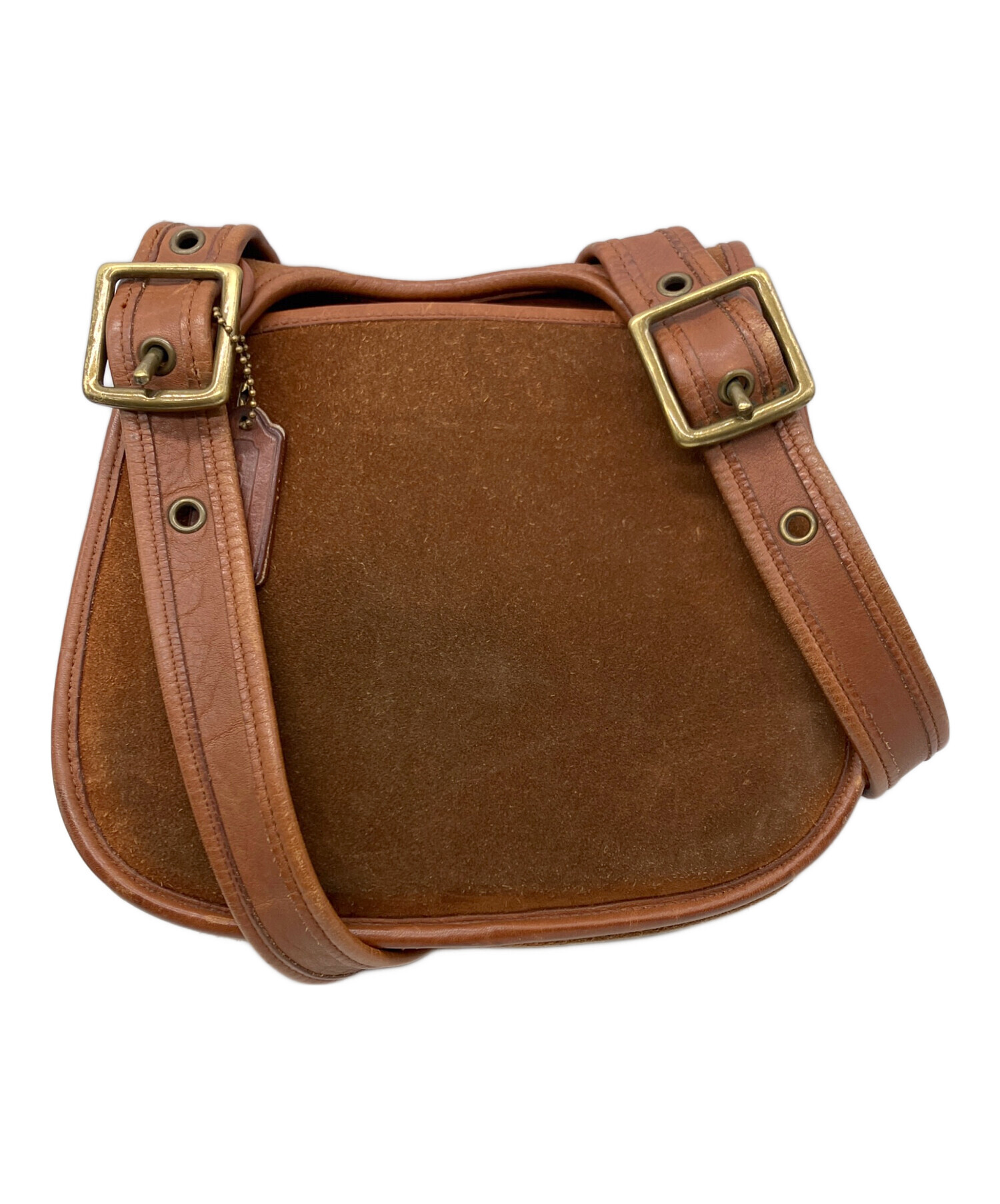 COACHコーチ　ターンロック/シグネチャー/スエードバッグ/ブラウン×ゴールド 中古・古着通販】COACH (コーチ) スエード切替ターンロックショルダー