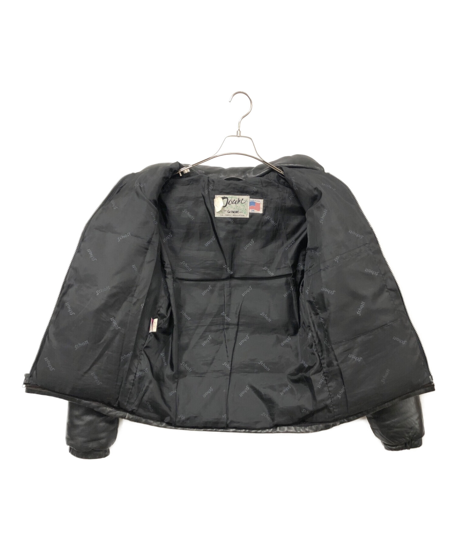 ショット レザー ダウンジャケット 黒 34 USA