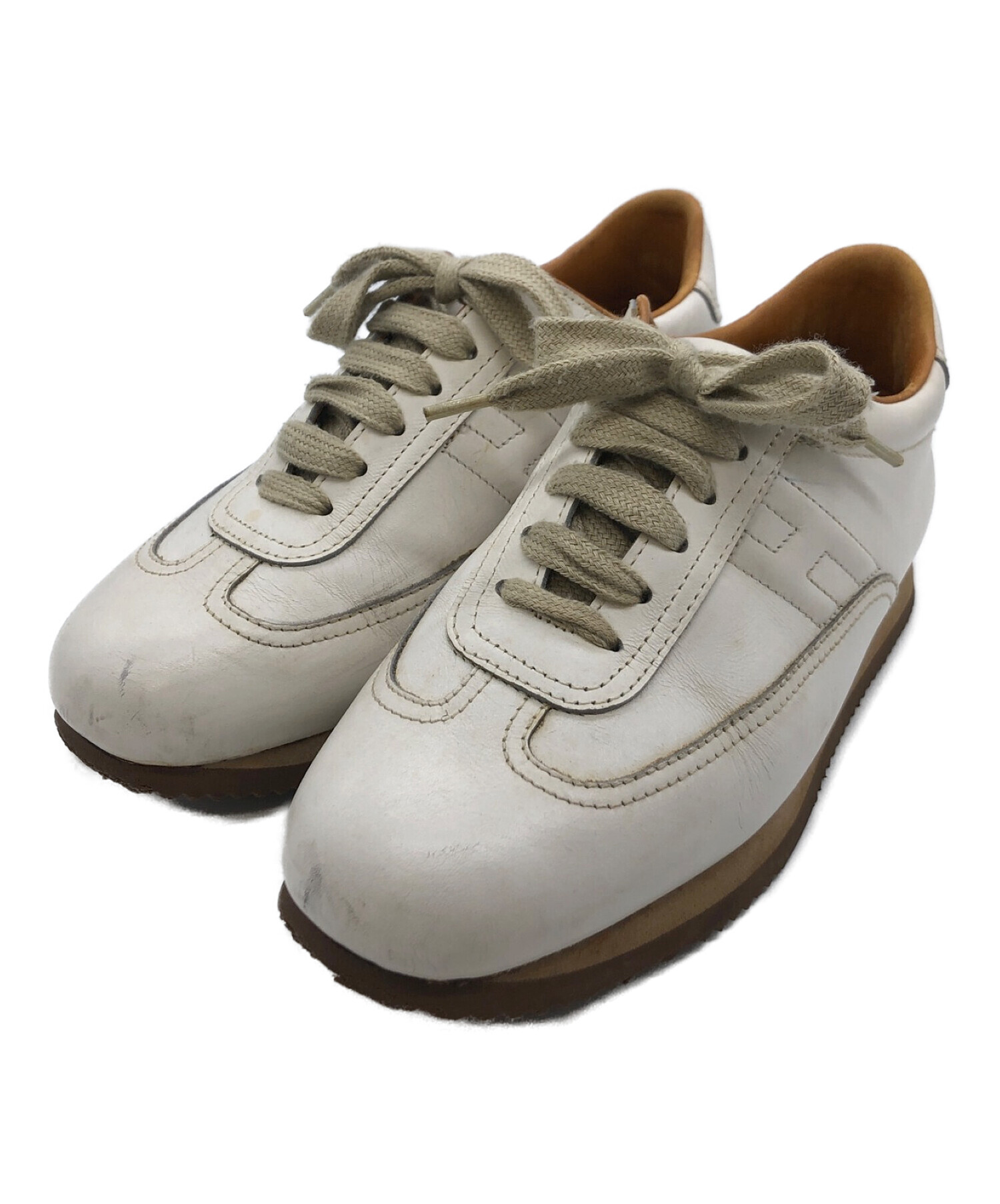 中古・古着通販】HERMES (エルメス) レザースニーカー ホワイト