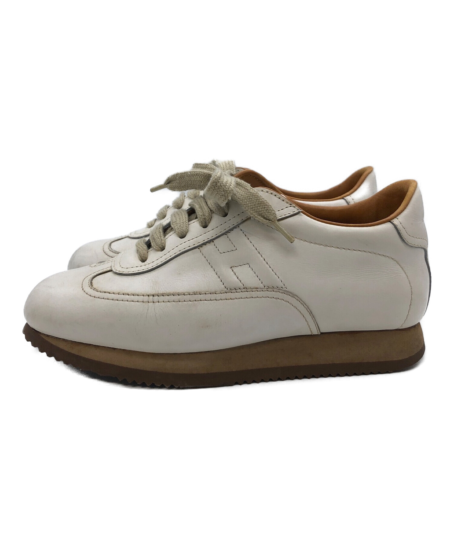 中古・古着通販】HERMES (エルメス) レザースニーカー ホワイト