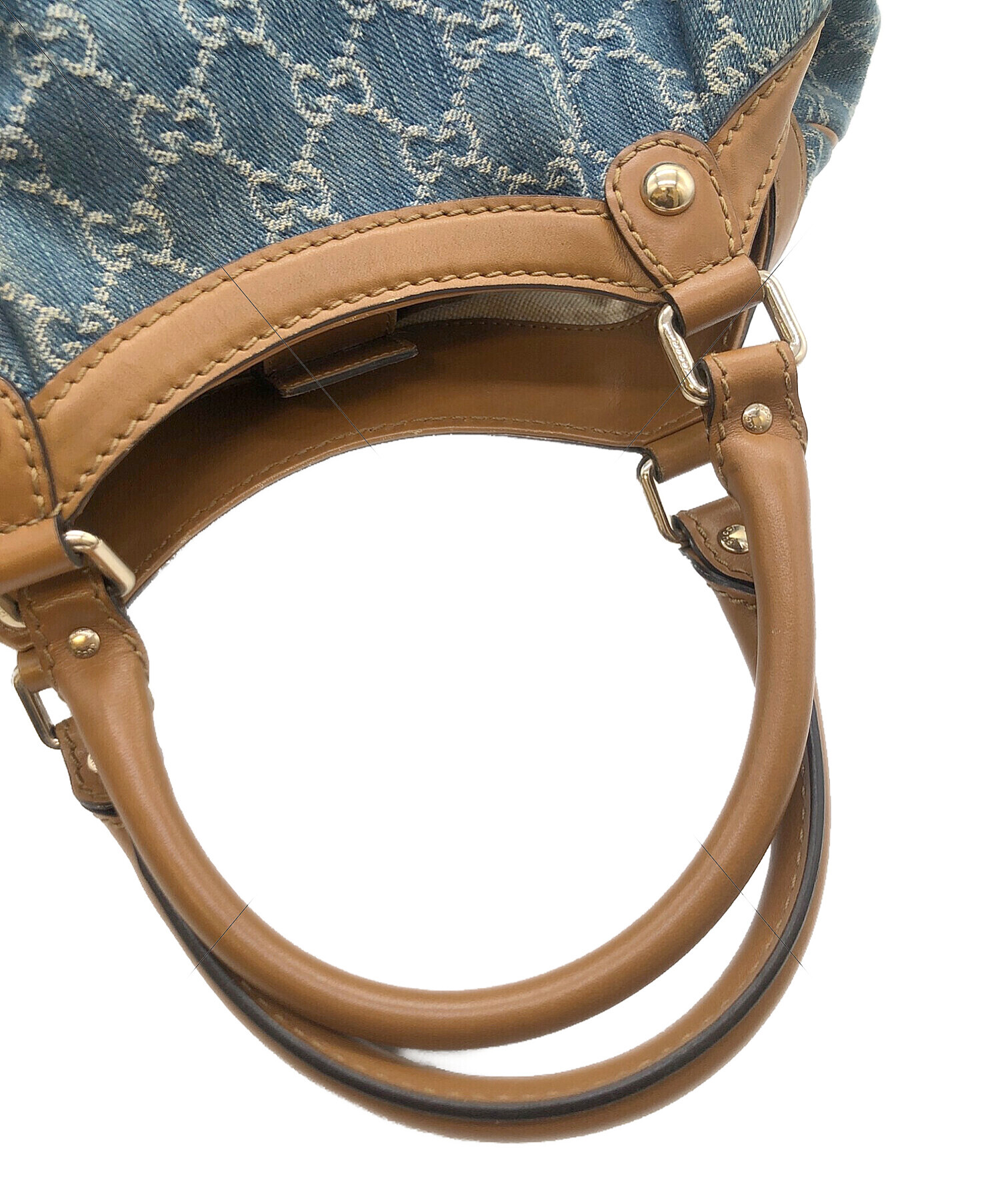 Gucci デニム ハンドバッグ 中古・古着通販】GUCCI (グッチ) GGデニムハンドバッグ スーキー