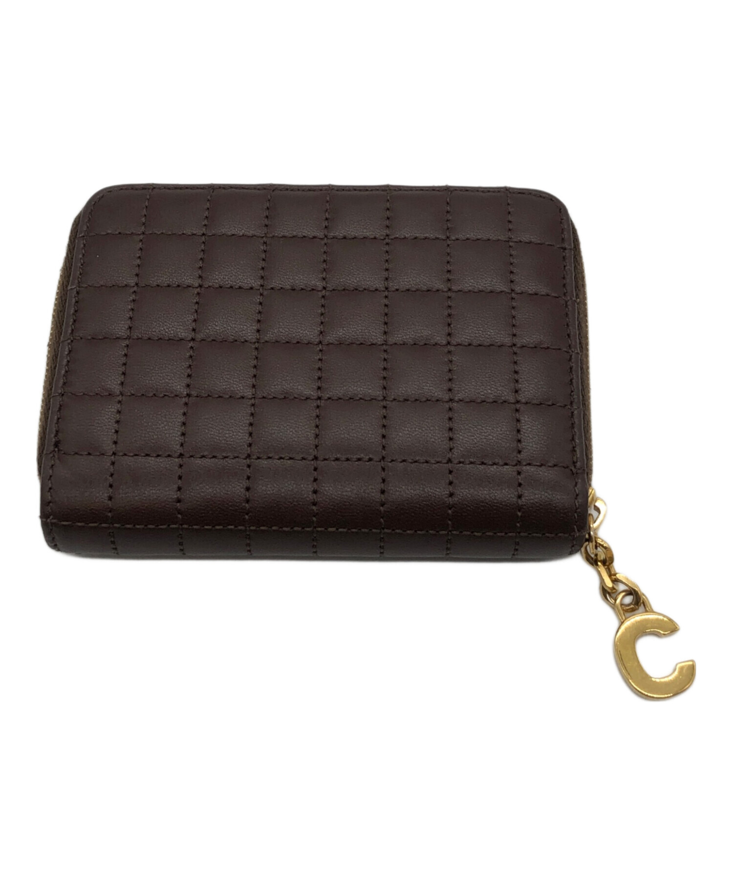 CELINE コインケース ダークブラウン 中古・古着通販】CELINE (セリーヌ) コインケース Cチャーム ブラウン