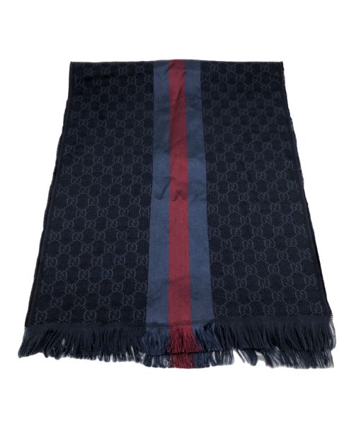 中古・古着通販】GUCCI (グッチ) マフラー シェリーライン ネイビー