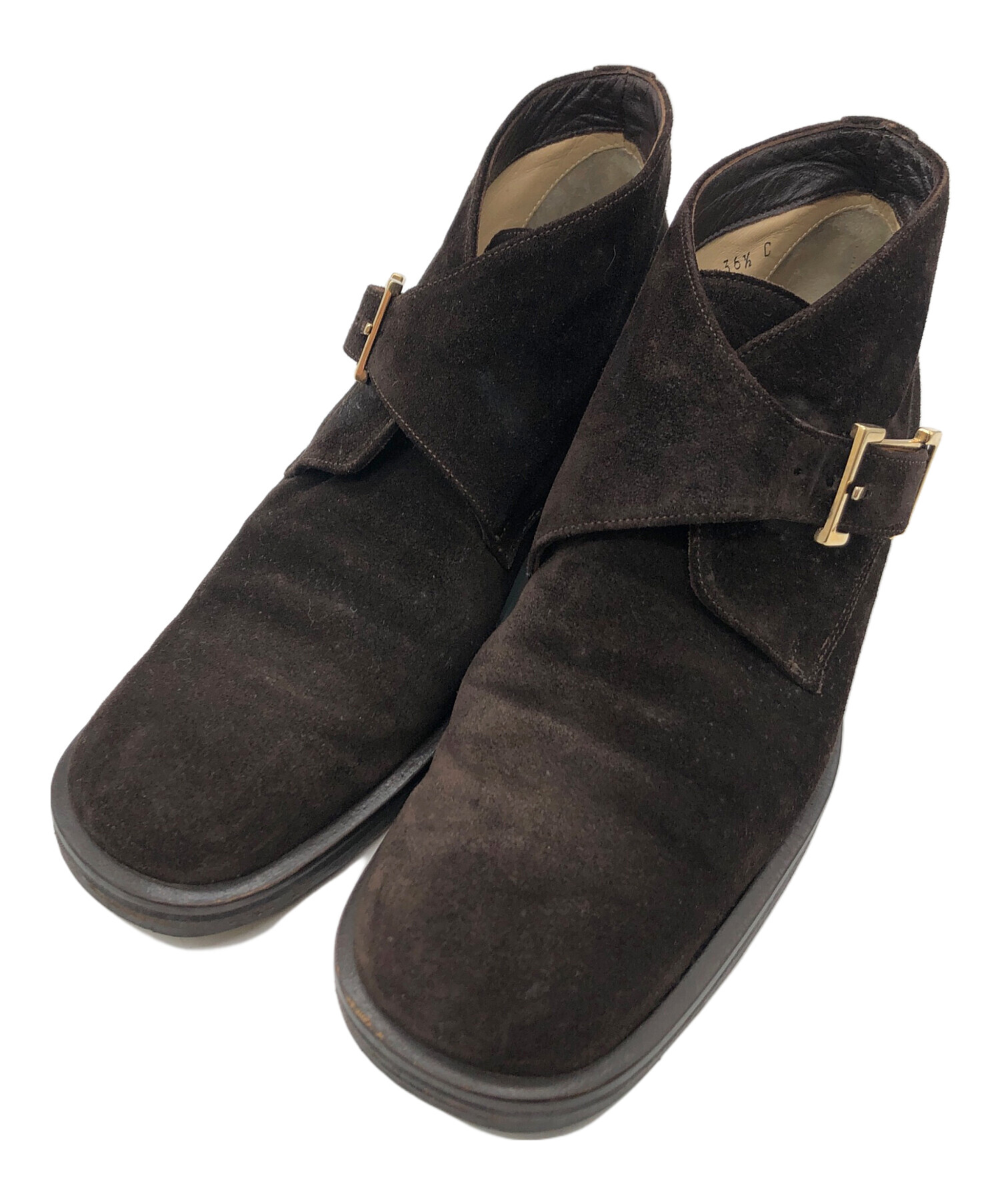 中古・古着通販】GUCCI (グッチ) スウェードチャッカブーツ ブラウン 