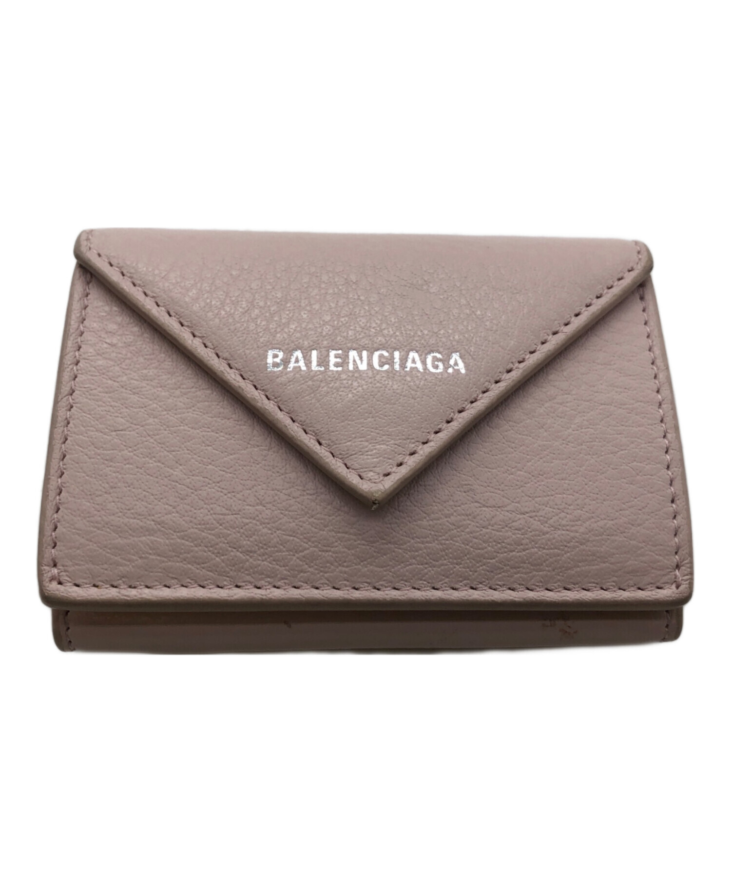新品未使用！正規品！バレンシアガペーパーミニウォレットピンクベージュ BALENCIAGA - バレンシアガ BALENCIAGA ペーパーミニウォレット 三