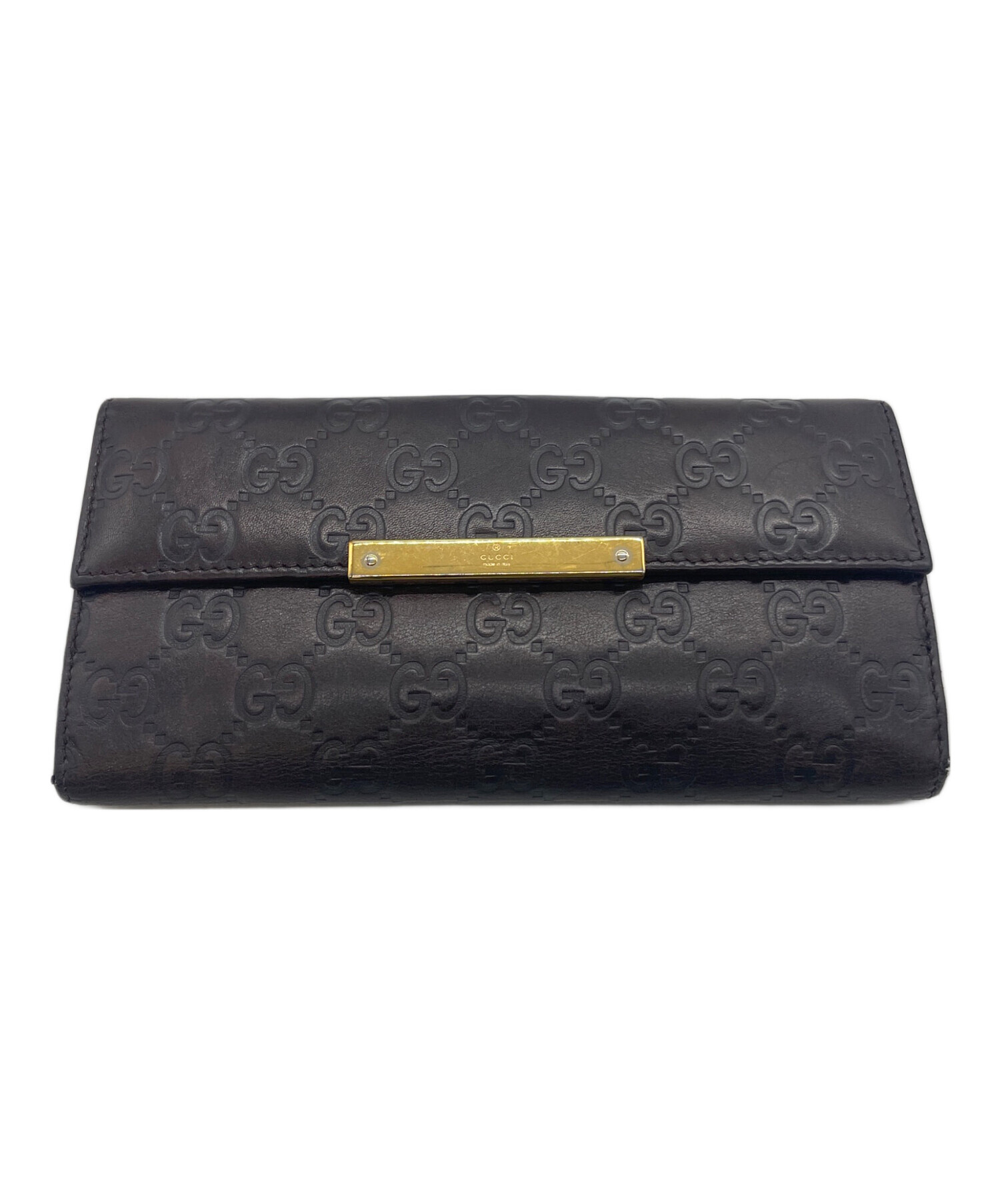 中古・古着通販】GUCCI (グッチ) グッチシマ 長財布 ブラウン 