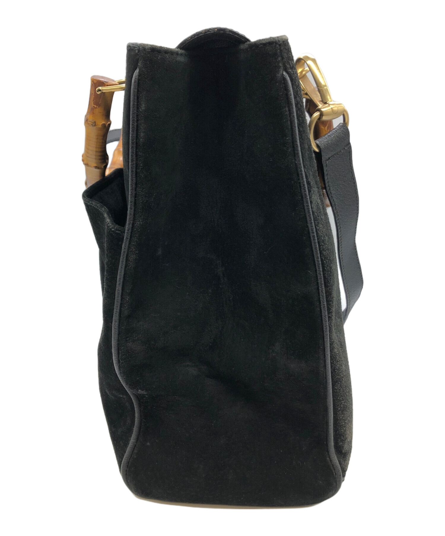 中古・古着通販】GUCCI (グッチ) バンブー スエード バッグ ブラック