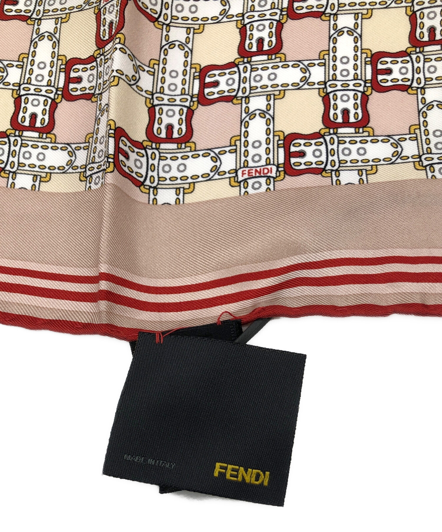 中古・古着通販】FENDI (フェンディ) シルクスカーフ レッド×ピンク 未