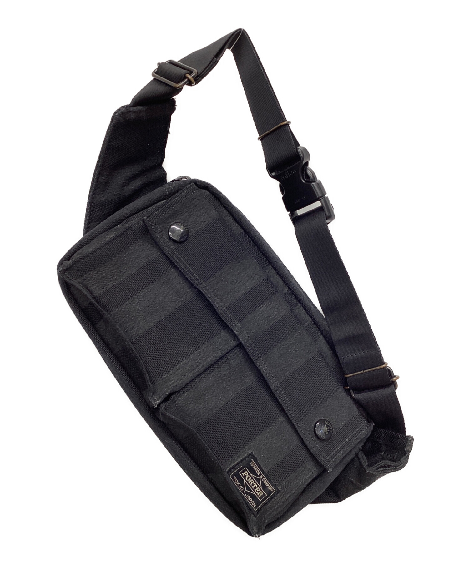 中古・古着通販】PORTER (ポーター) WAIST BAG ブラック×グレー