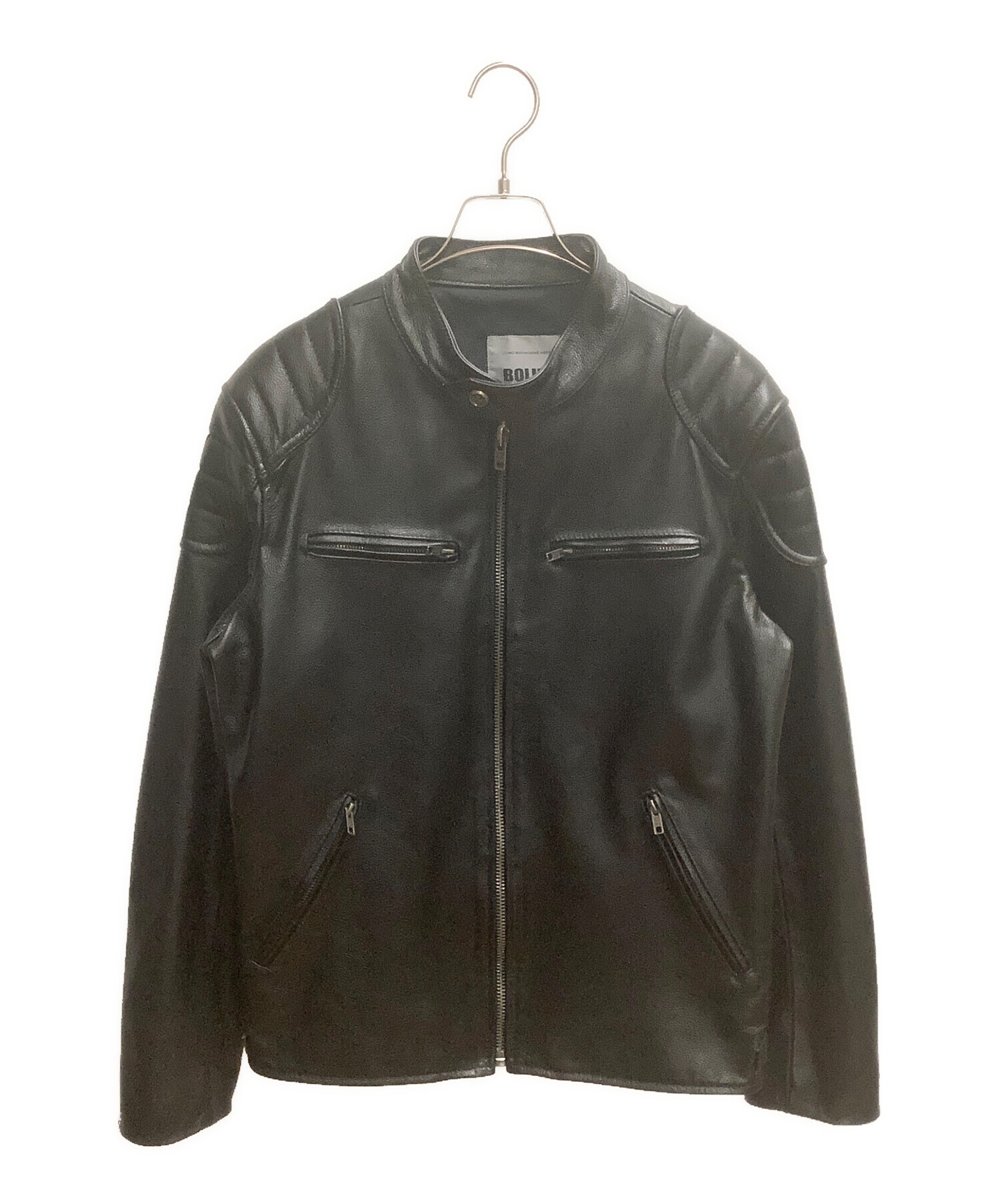 極美品 希少サイズ BOLINI レザー シングル ライダース 50 ブラック BOLINIライダース 黒 サイズ50