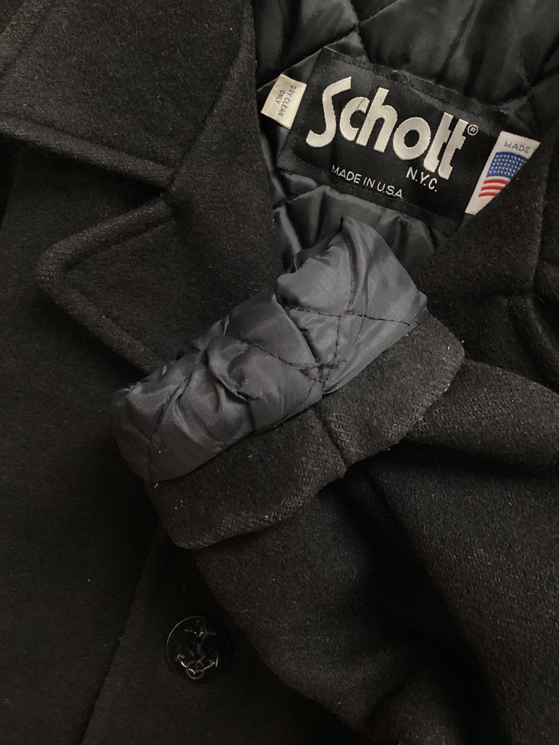 中古・古着通販】Schott (ショット) Pコート ブラック サイズ:SIZE 42