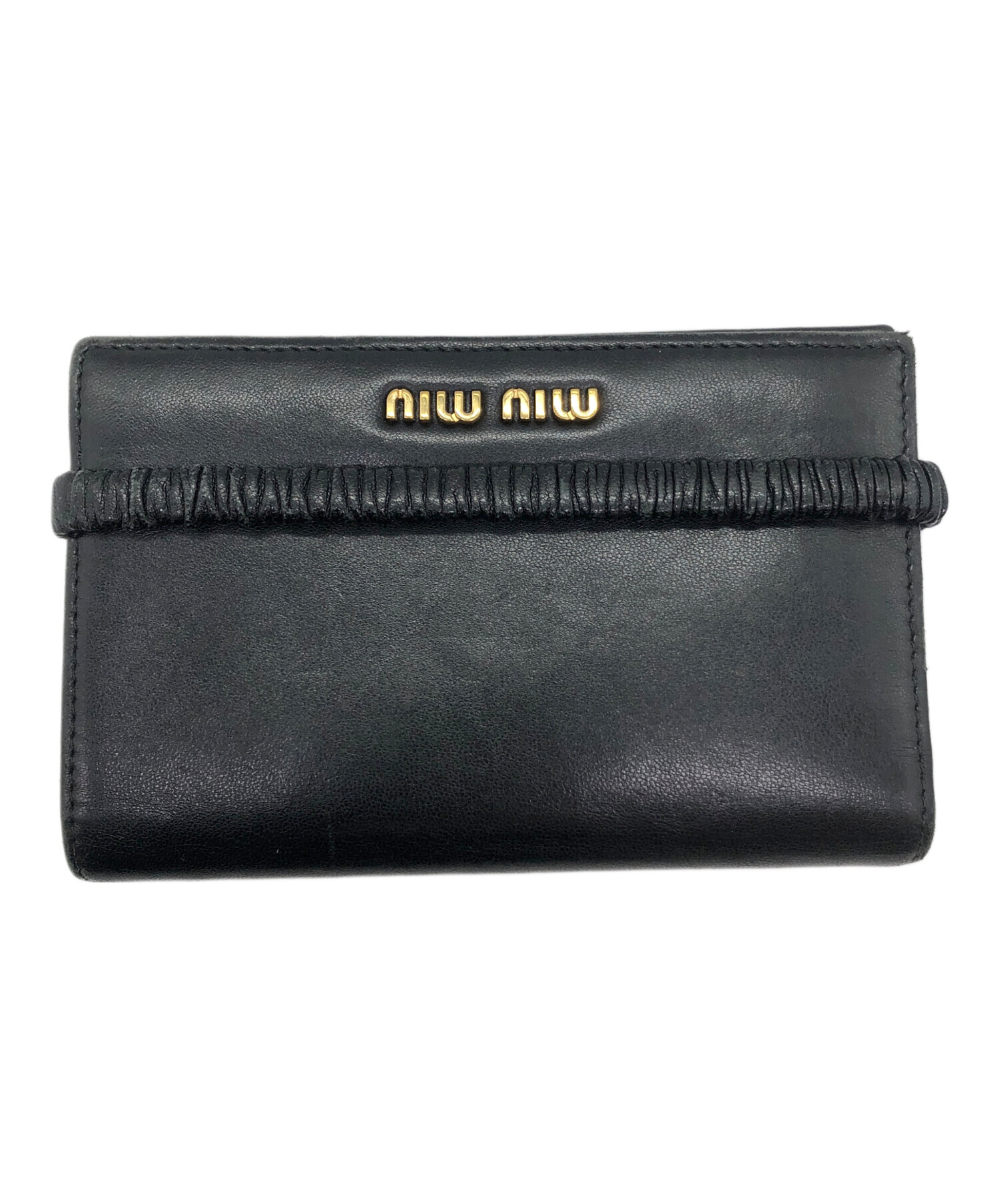中古・古着通販】MIU MIU (ミュウミュウ) 2つ折り財布 ブラック 