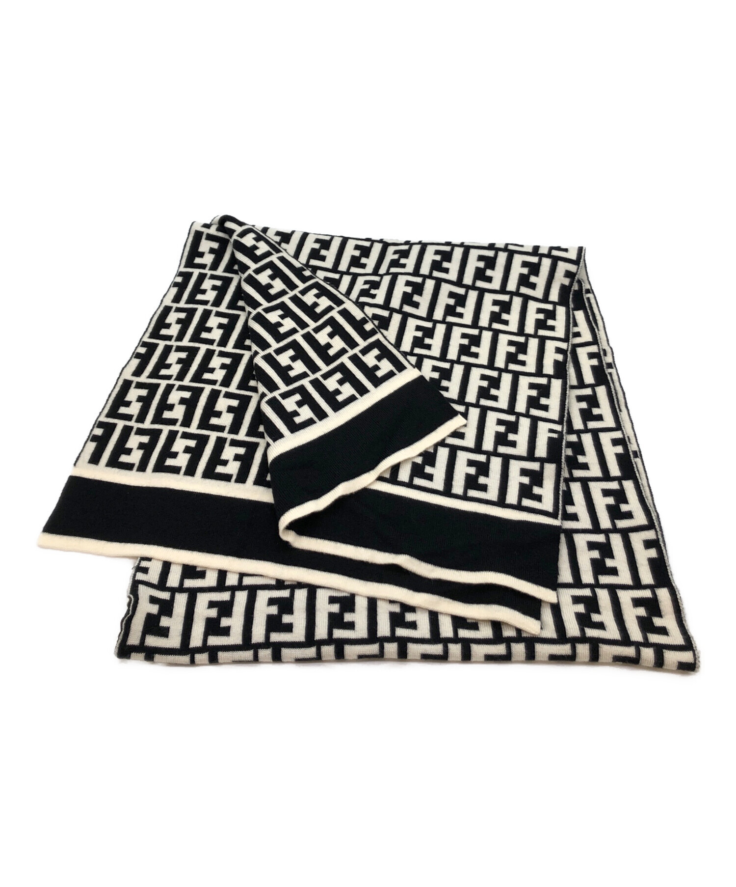 中古・古着通販】FENDI (フェンディ) マフラー ブラック×ホワイト