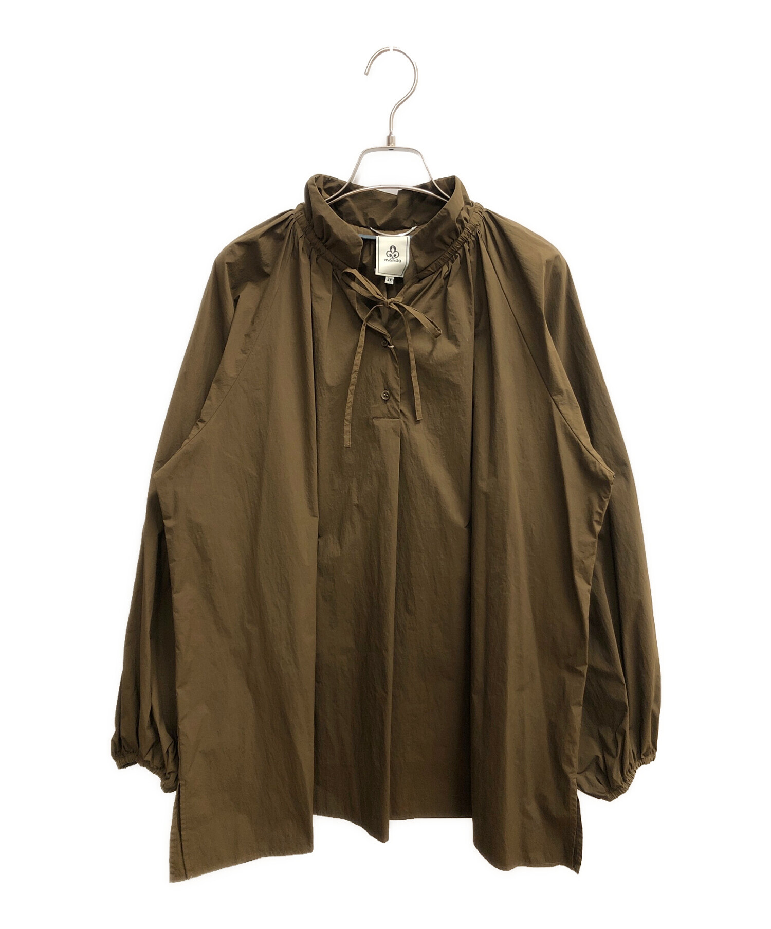 中古・古着通販】MANDO (マンドー) スタンドカラーシャツ ブラウン