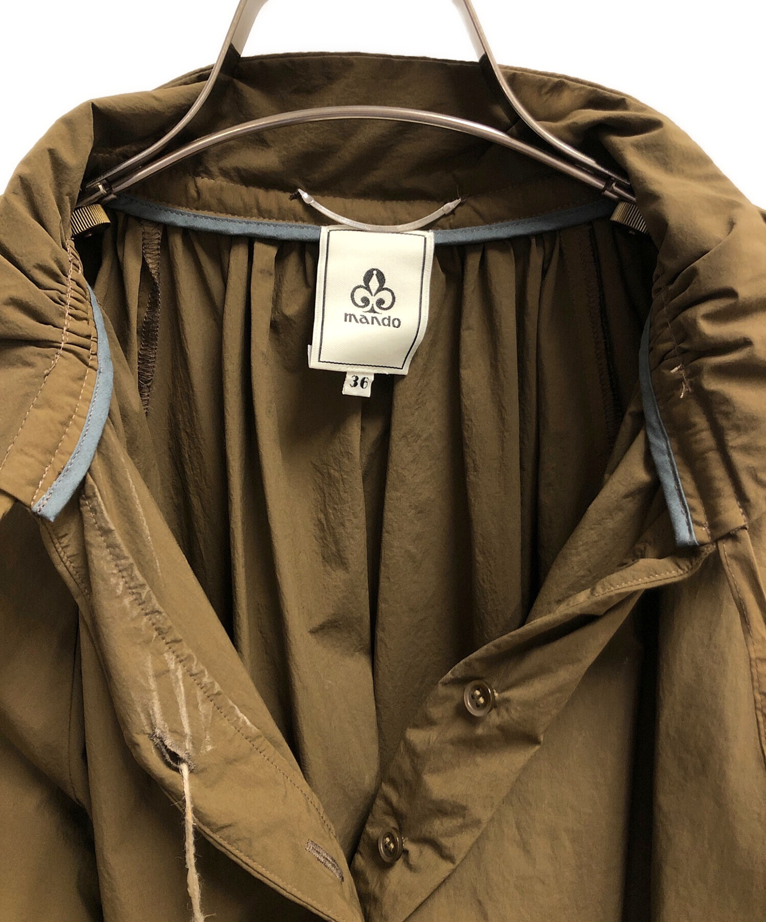 中古・古着通販】MANDO (マンドー) スタンドカラーシャツ ブラウン