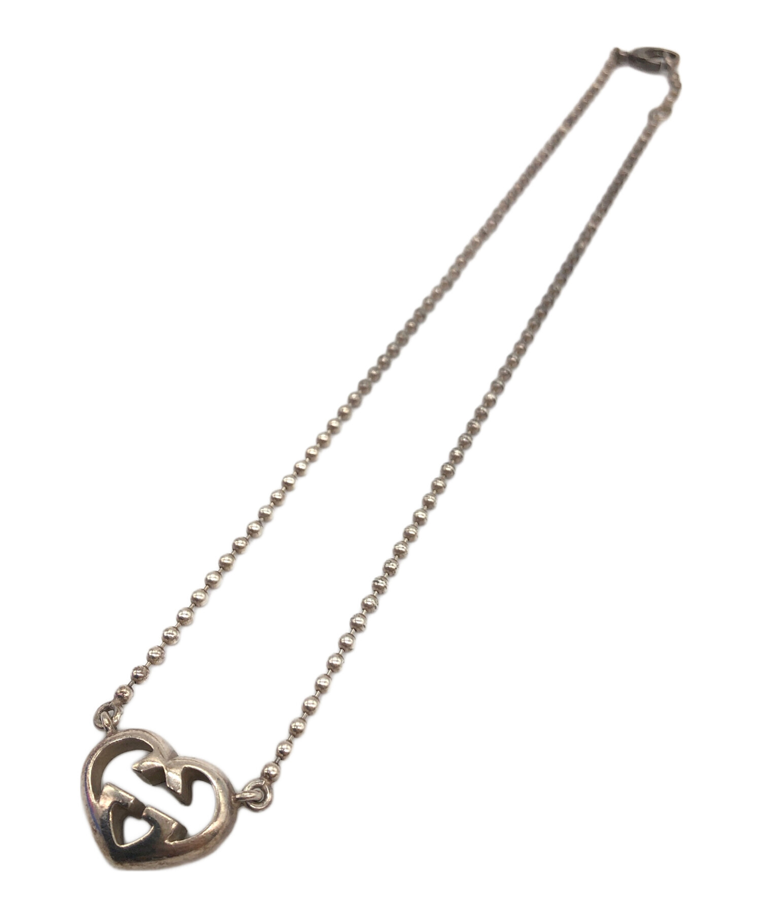 グッチ　ラブリーハートネックレス 中古・古着通販】GUCCI (グッチ) ラブリーハートGG シルバーネックレス