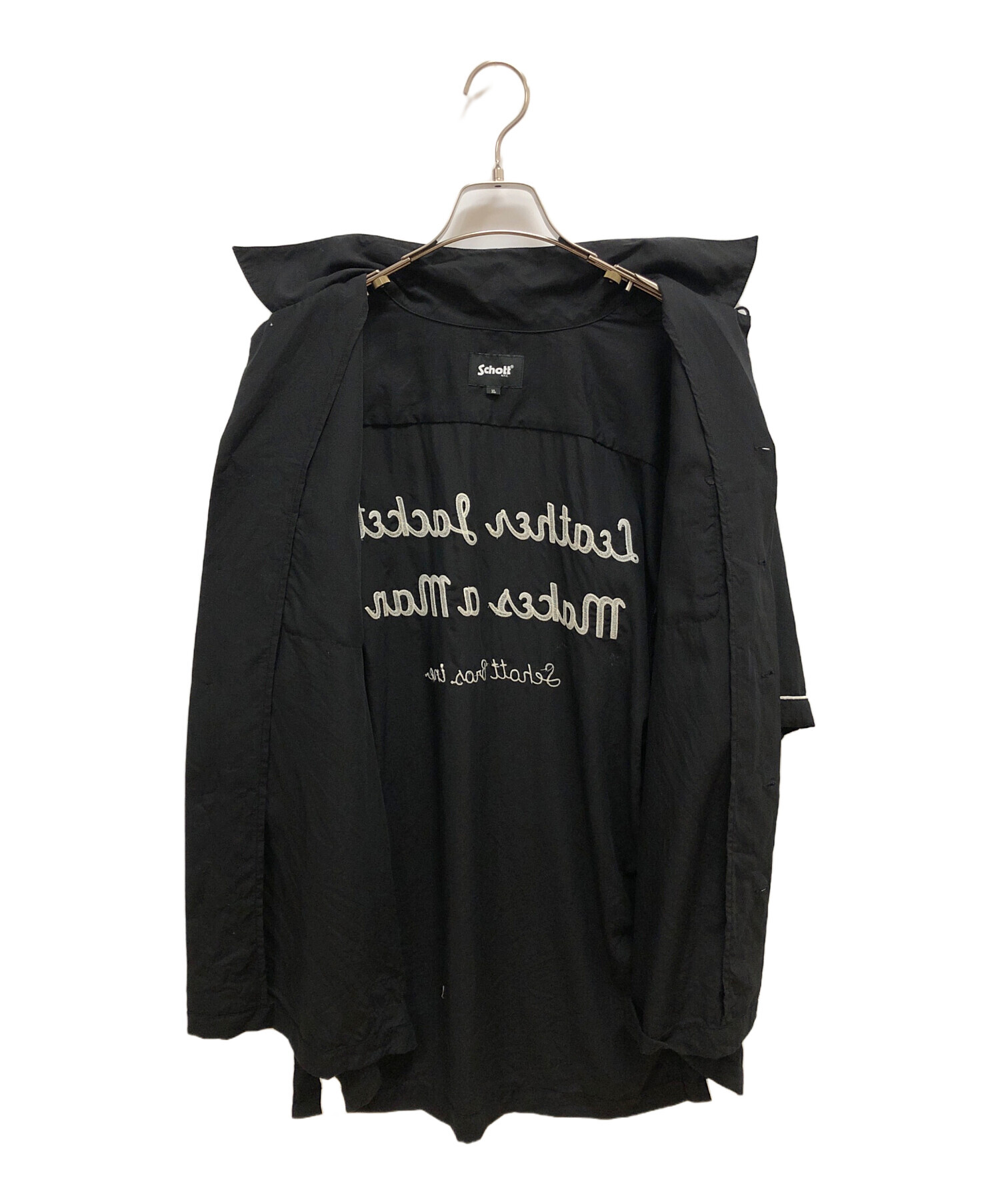中古・古着通販】Schott (ショット) 半袖シャツ ブラック×ホワイト