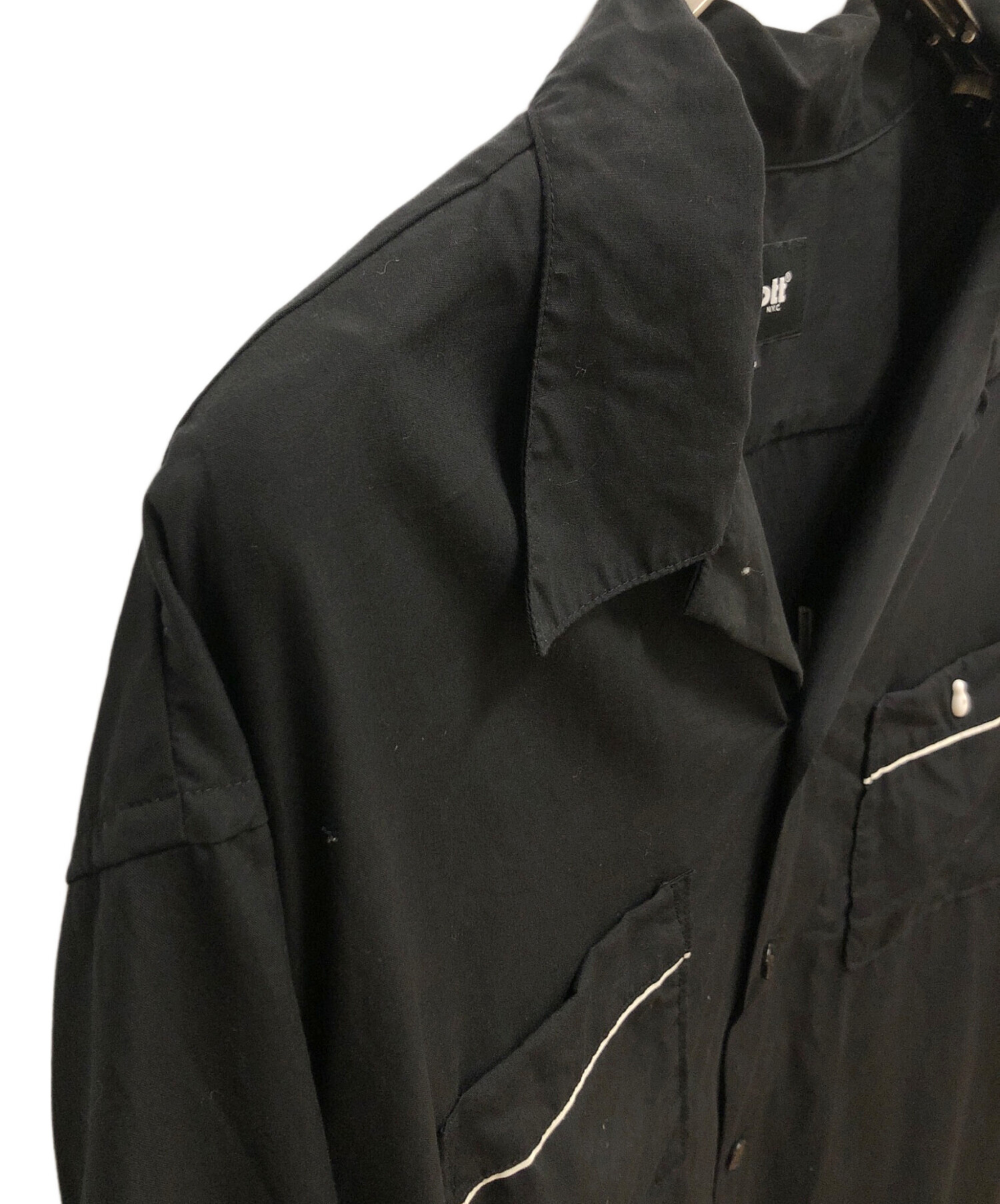 中古・古着通販】Schott (ショット) 半袖シャツ ブラック×ホワイト