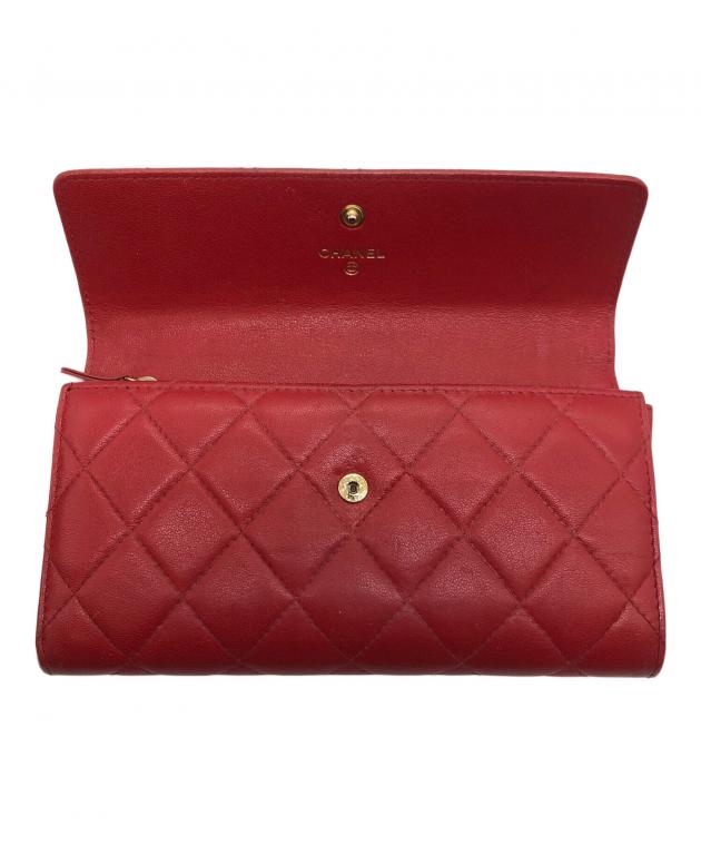中古・古着通販】CHANEL (シャネル) マトラッセ 長財布 レッド