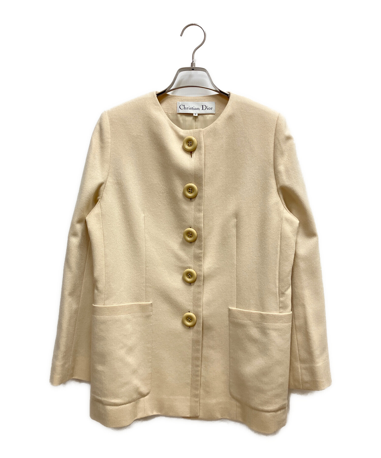 80s クリスチャンディオール ノーカラージャケット プリーツダブル