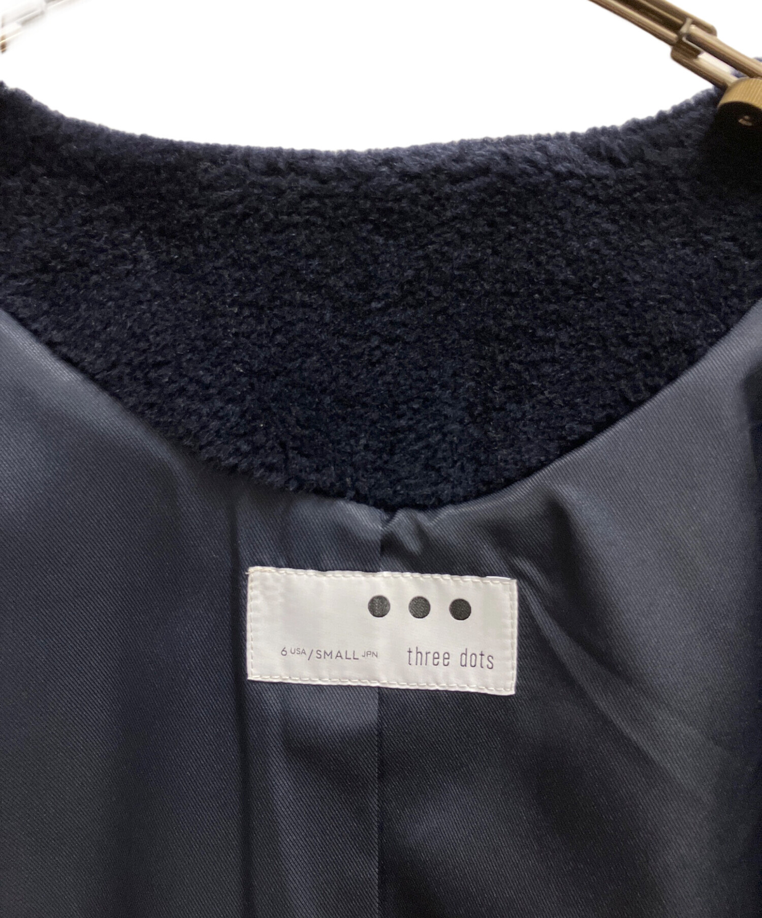 中古・古着通販】THREE DOTS (スリードッツ) ボアジャケット ネイビー 