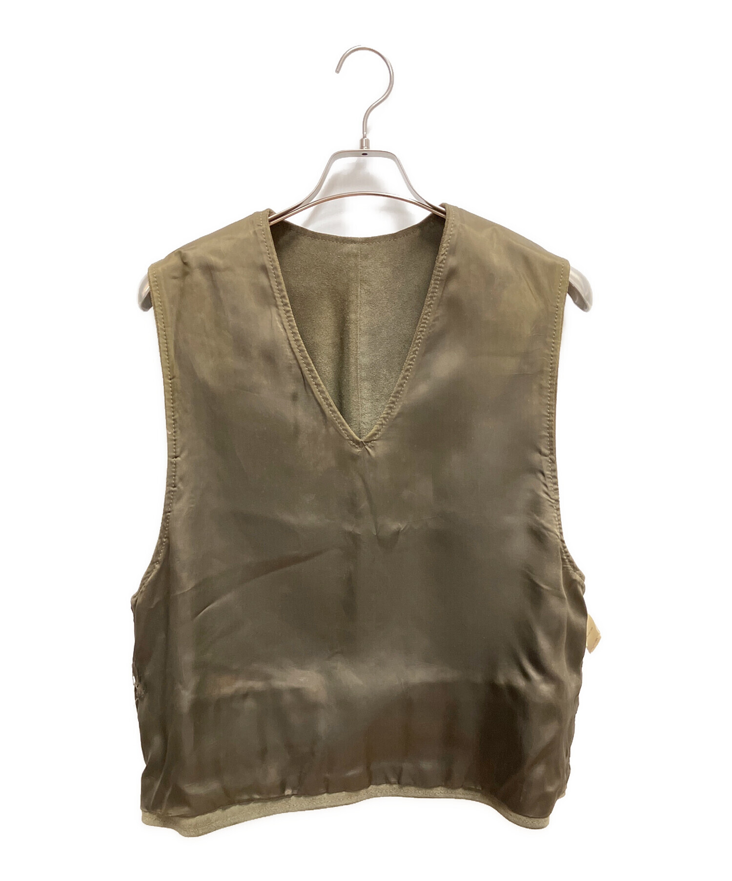 レザーベスト　くすみ色　イタリア製　一点物　ビンテージ　古着　本革　XL USA製 80〜90年代 David James 本革 レザー ベスト メンズXL相当 古着