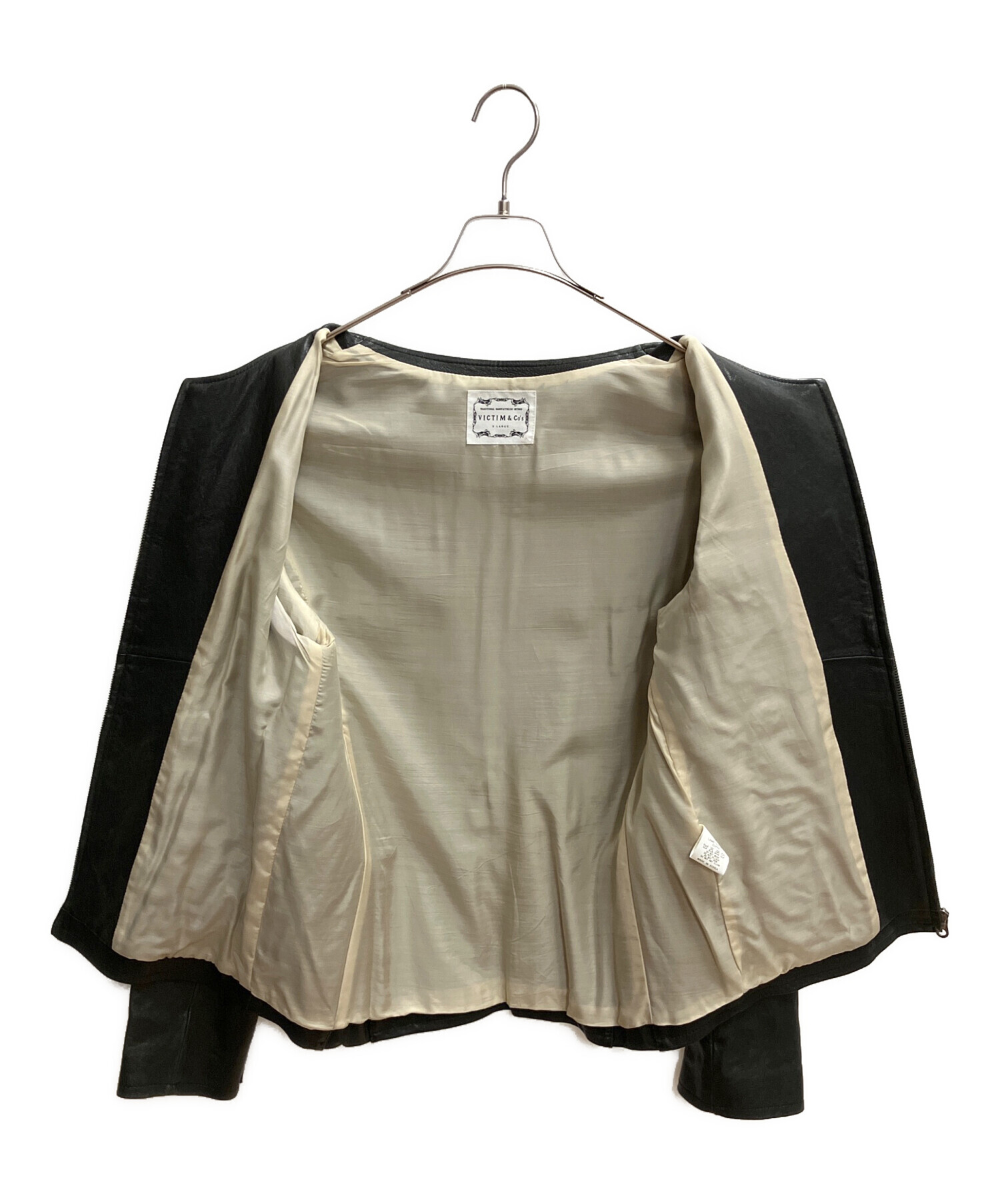 中古・古着通販】VICTIM (ヴィクティム) レザーノーカラーライダース