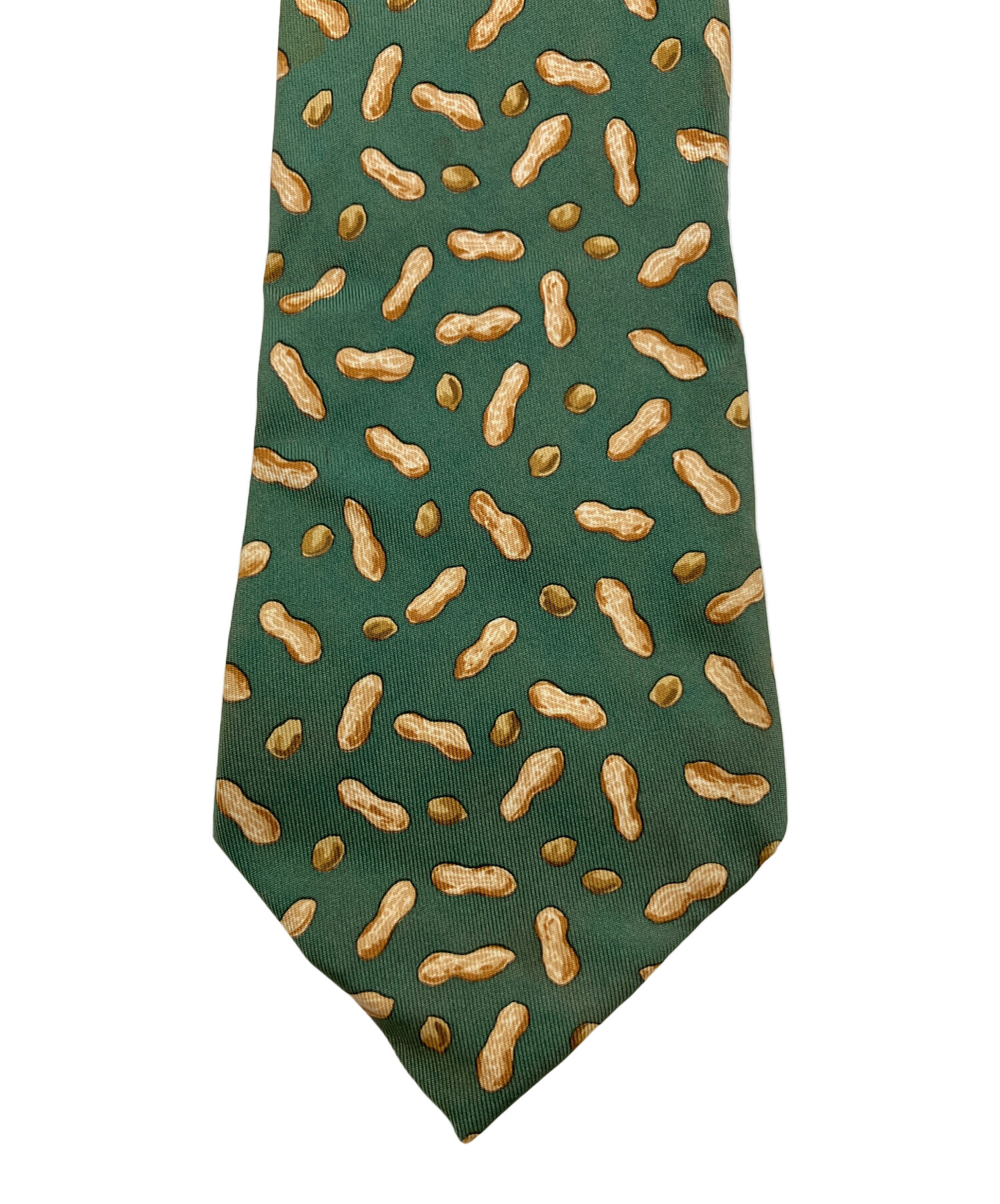 美品エルメスネクタイグリーン緑パターン柄ピンクシート583 楽天市場