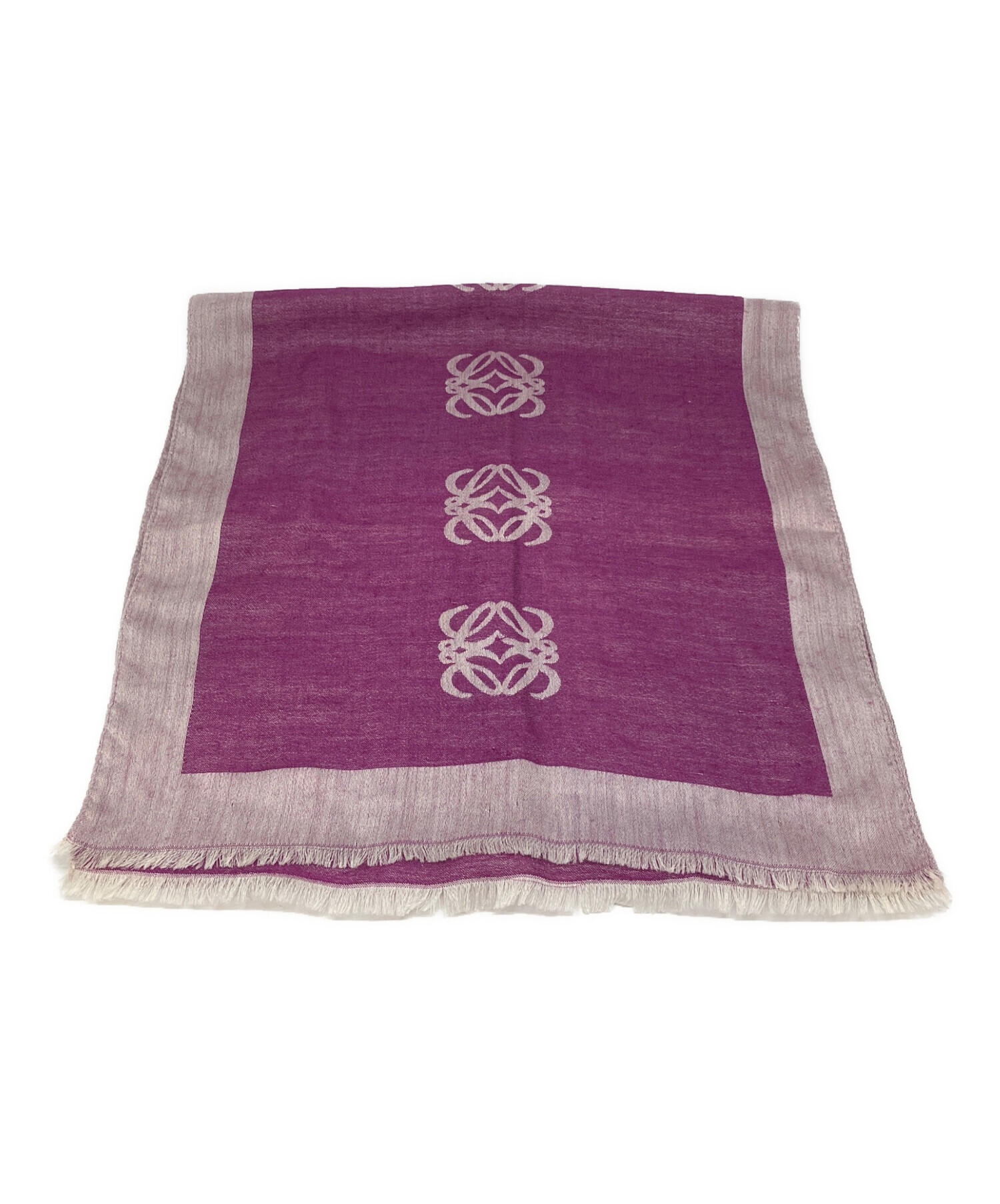 LOEWE ピンクストール LOEWE（ロエベ） ウール モヘア スカーフ マフラー アナグラム カーフ