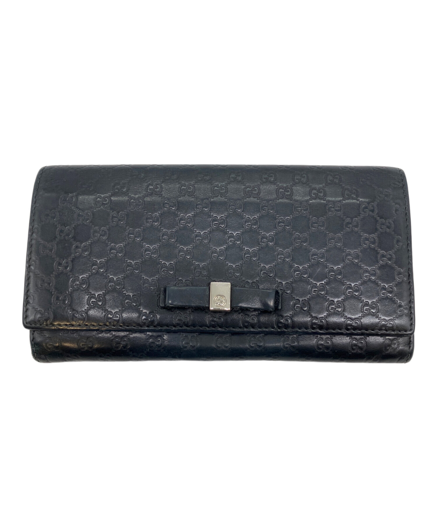 中古・古着通販】GUCCI (グッチ) グッチシマ 長財布 ブラック 