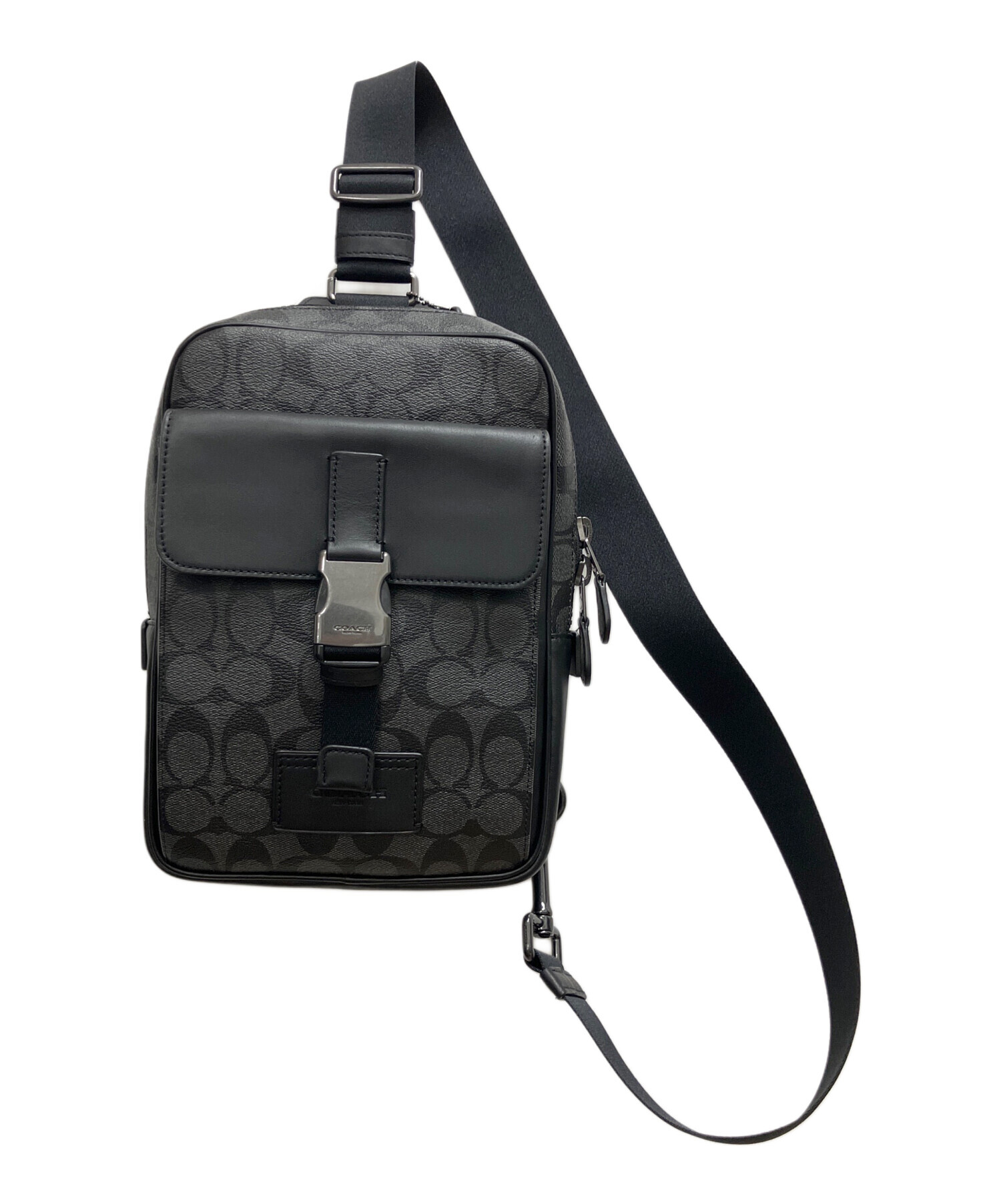 60 COACH コーチ　シグネチャー　ボディーバッグ 中古・古着通販】COACH (コーチ) シグネチャー ボディーバッグ グレー