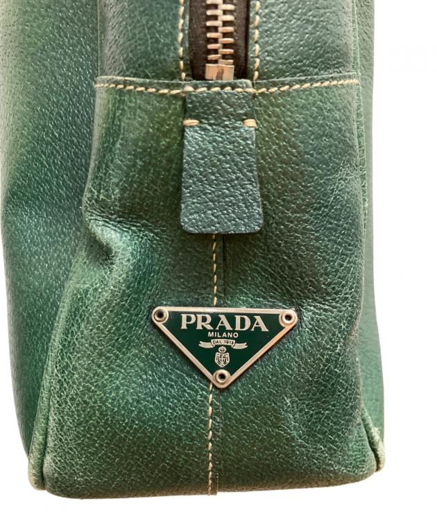PRADA プラダ メンズ レザー ビジネスバッグ ブリーフケース 緑 プラダ