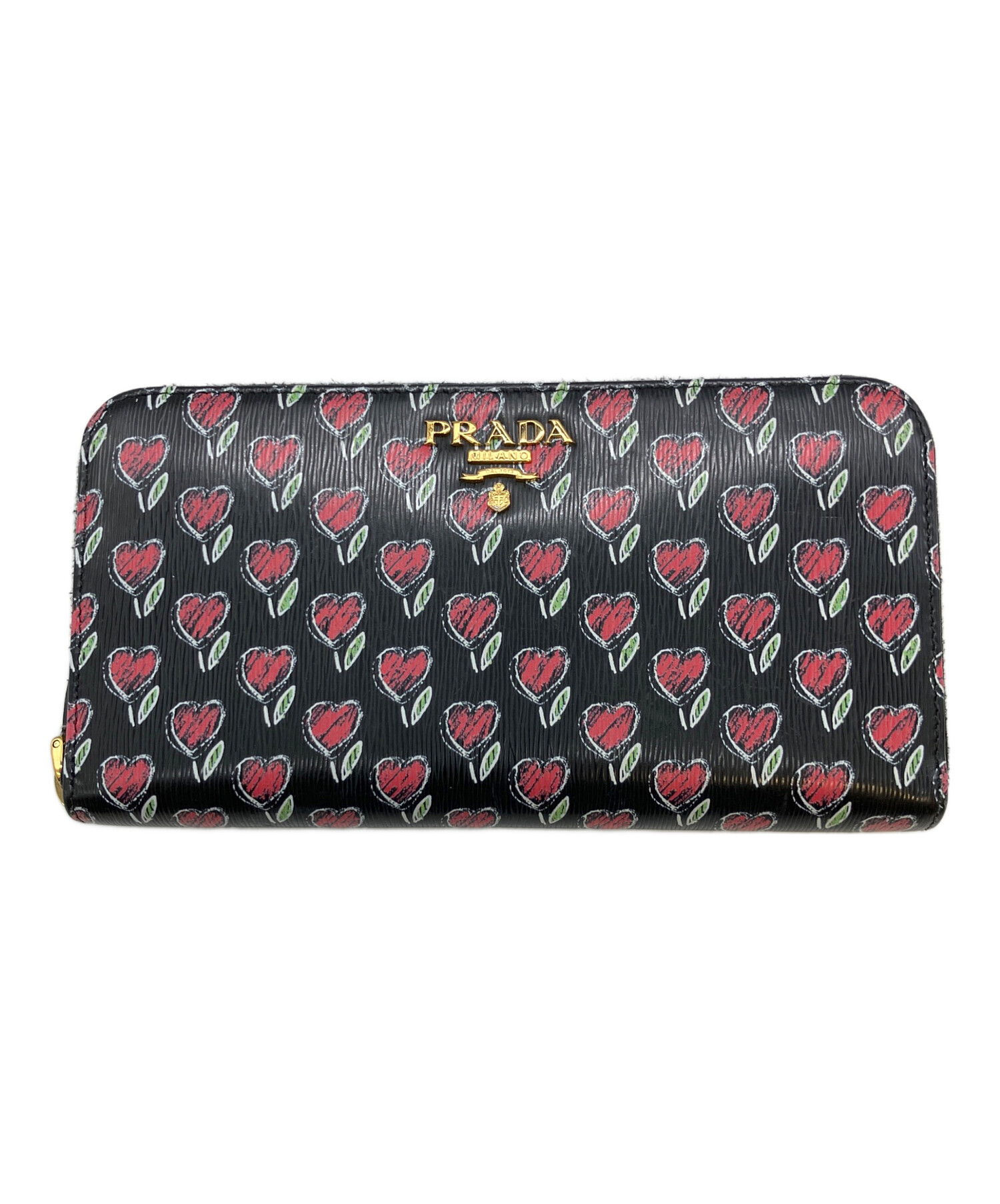 中古・古着通販】PRADA (プラダ) ラウンドファスナー財布 ブラック