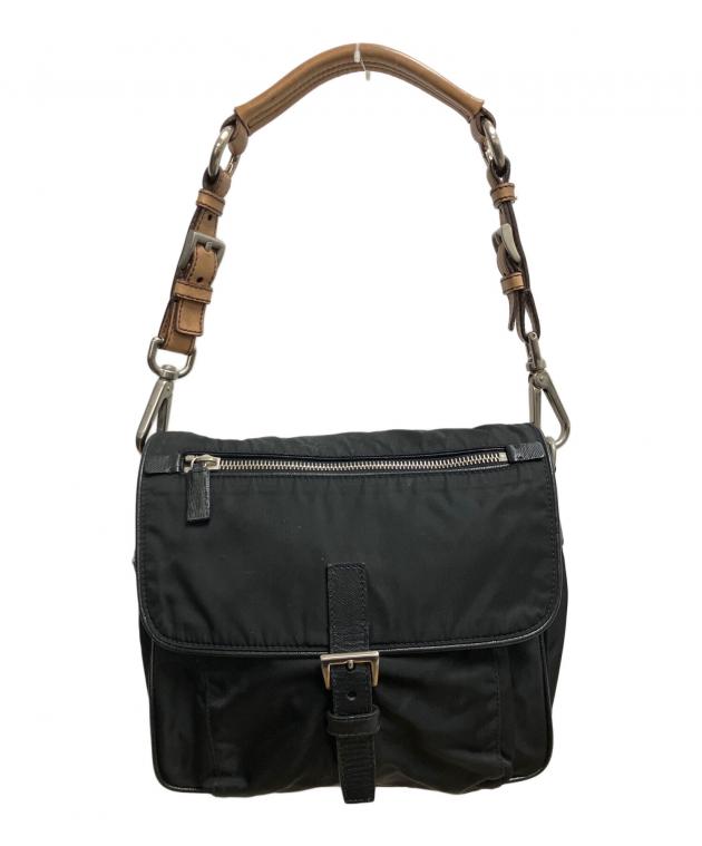 美品　プラダ ショルダーバッグ ワンショルダー ブラウン革 本物 プラダ ショルダーバッグ メンズ レディース 茶色 ブラウン 革 レザー