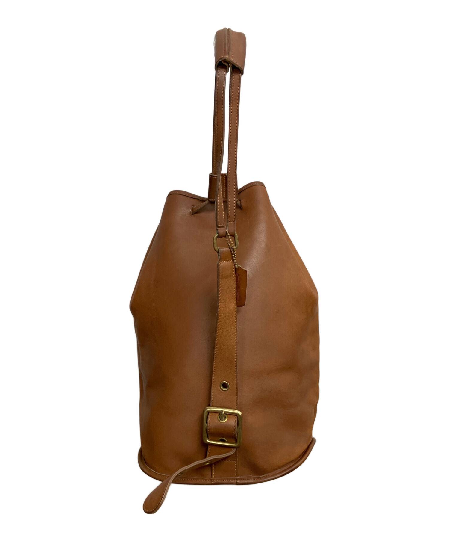 コーチ 巾着 バッグ ショルダーバッグ COACH◇オールドコーチ/巾着ショルダーバッグ/レザー/NVY : セカンド